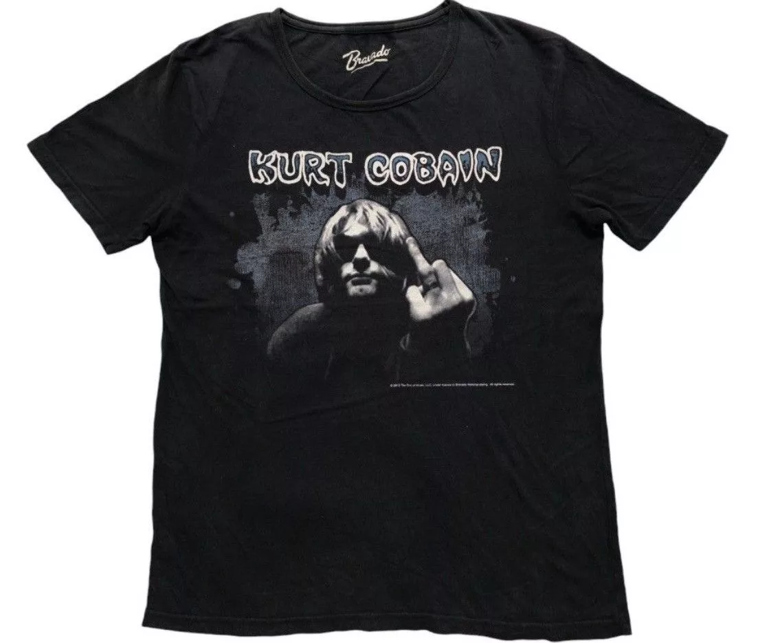 Nirvana Short Sleeve T Shirts Nirvana Vintage Kurt Cobain Fuck Tees Black