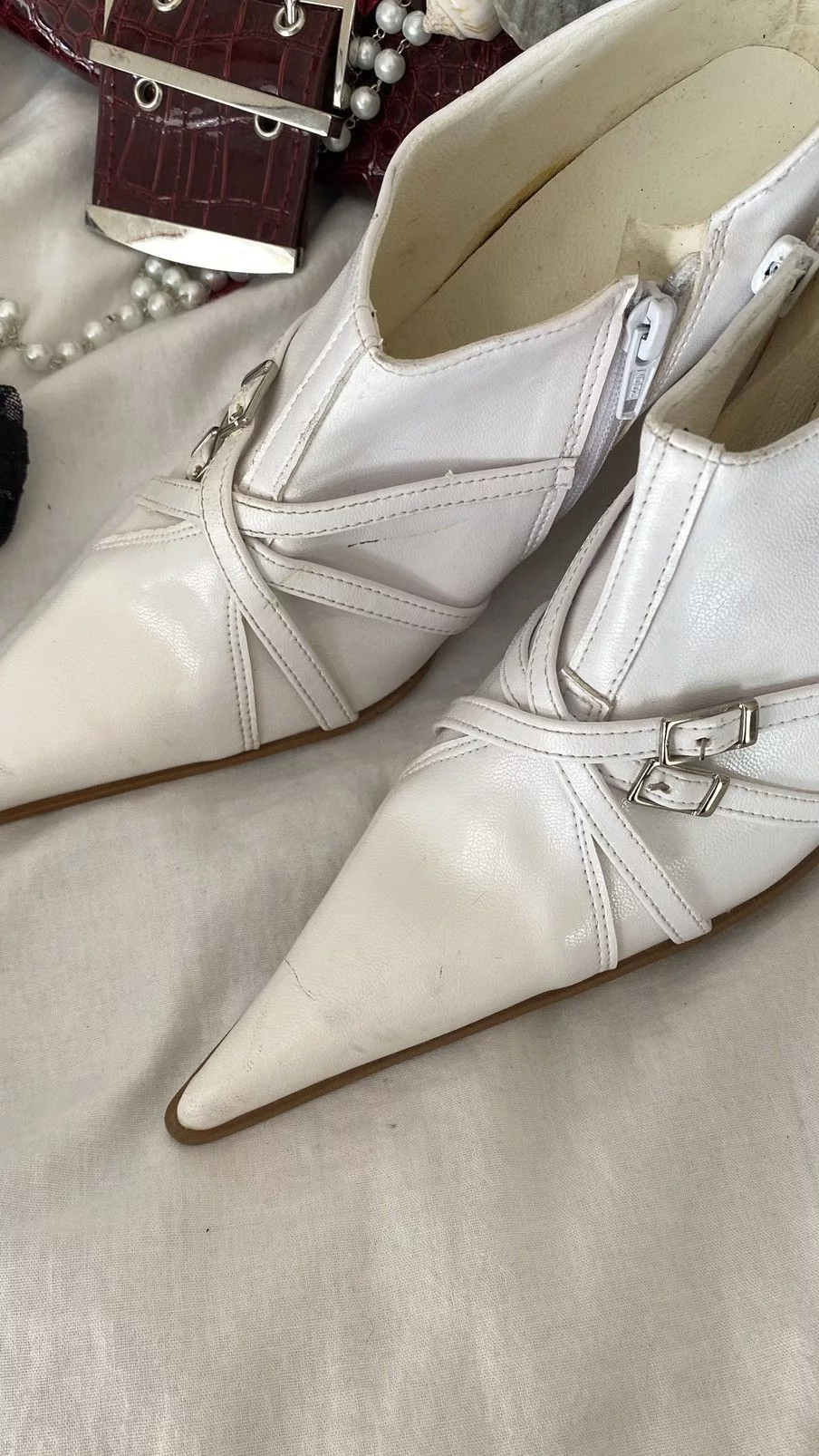 Vintage Platforms Vintage white pointy toe boots