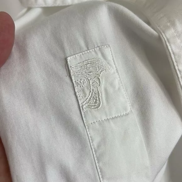 Versace Shirts Button Ups Versace Collection Button Down Embroidered Logo Men's Shirt White