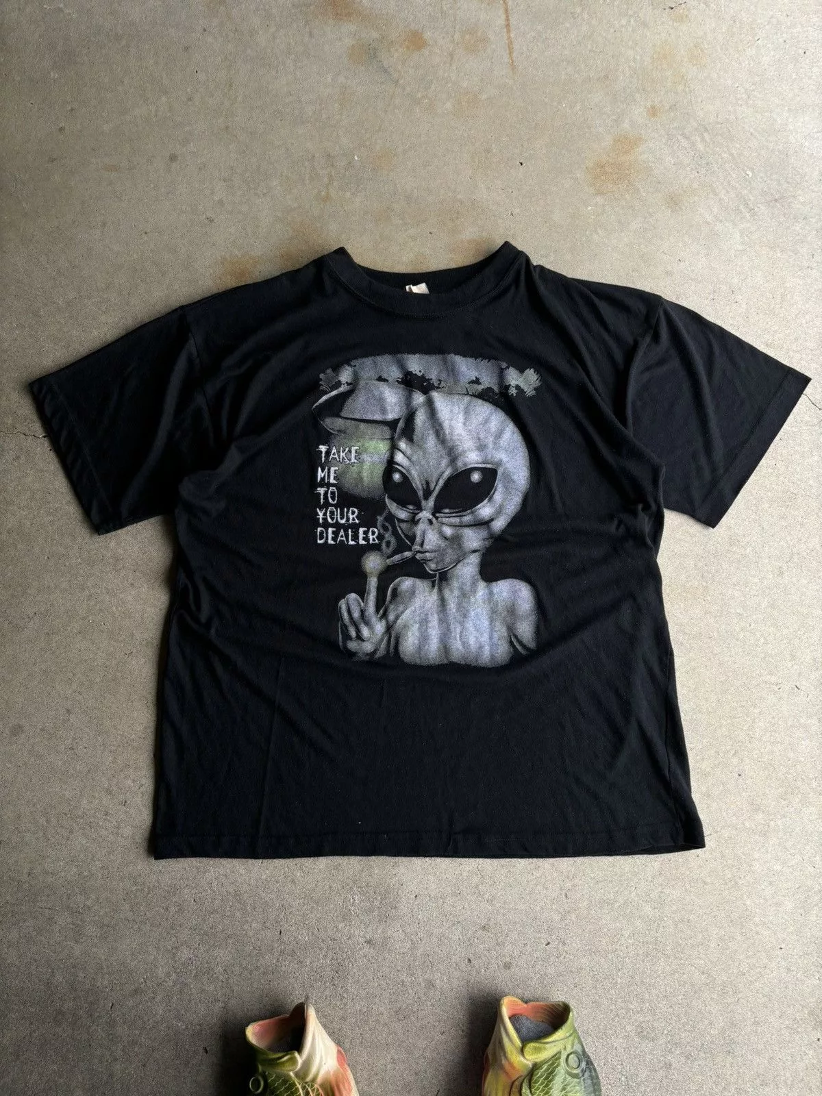 Alien Workshop Short Sleeve T Shirts Alien Workshop × Vintage Crazy Alien Workshop 80s 50/50 Boxy Dealer Weed Shirt Black Streetwear
