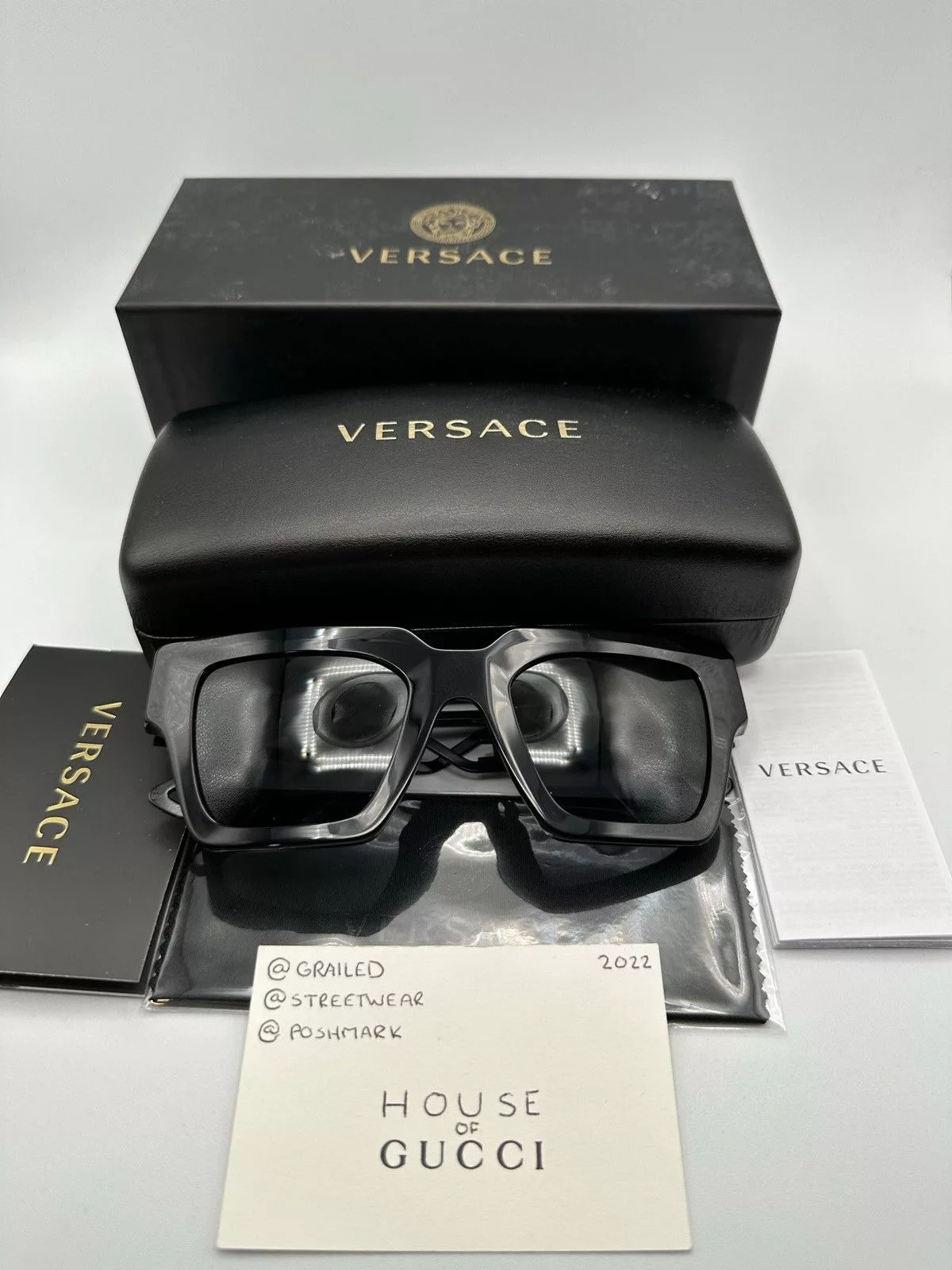 Versace Sunglasses Versace Spell-out Sunglasses Black