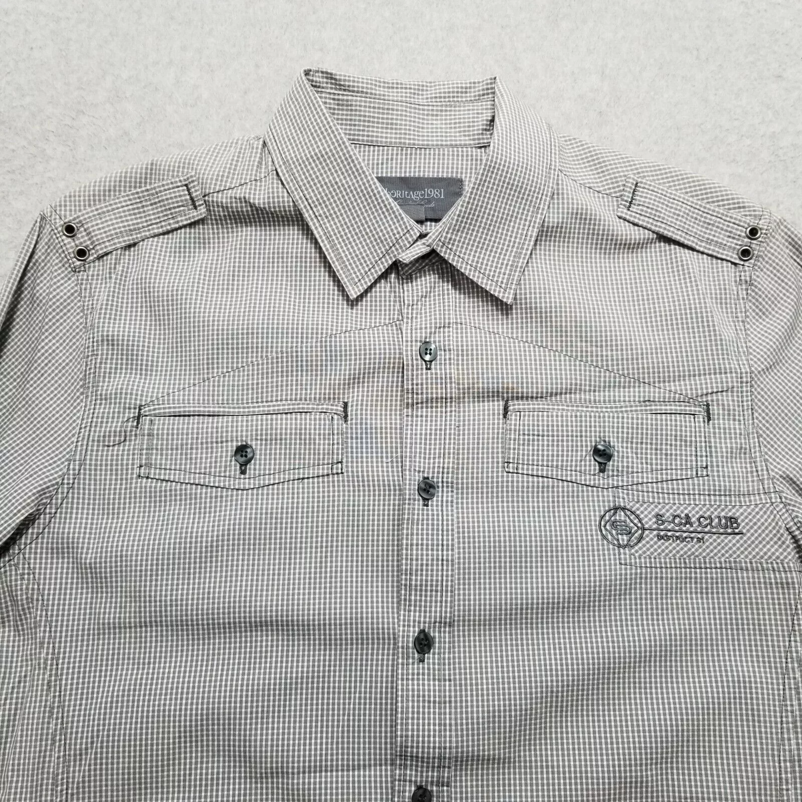 Heritage1981 Shirts Button Ups Heritage1981 Heritage 1981 Shirt Mens Medium Check Button Up Long Sleeve Gray
