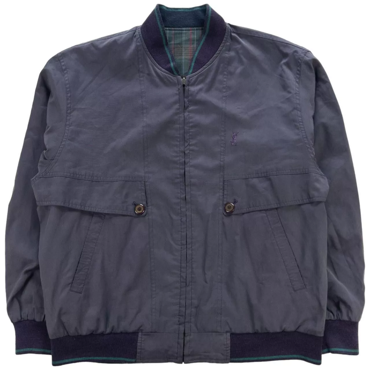 Yves Saint Laurent Bombers Yves Saint Laurent Vintage YSL Reversible Bomber Jacket Size L Blue