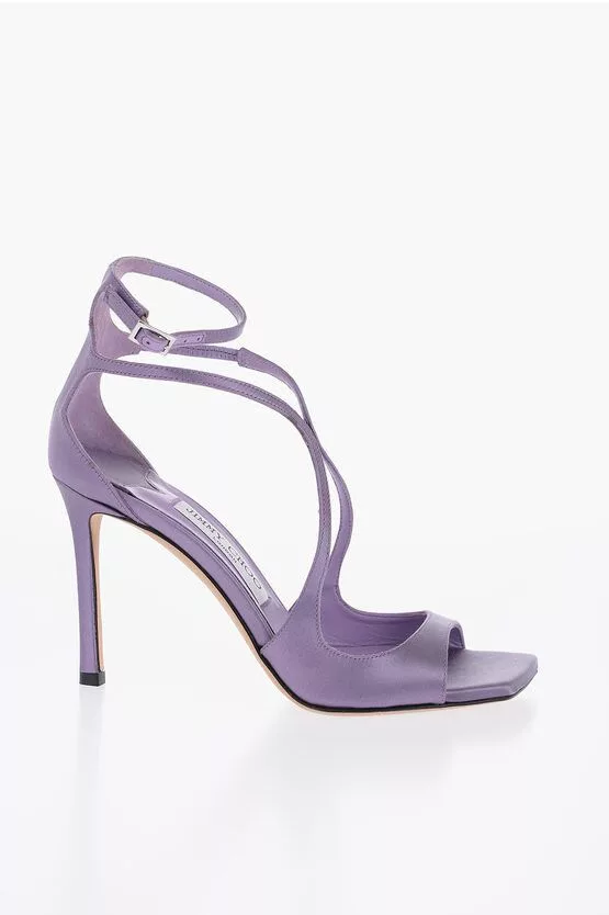 Jimmy Choo Heels Jimmy Choo og1mm0624 Satin Azia Ankle Strap Sandals Heel in Purple