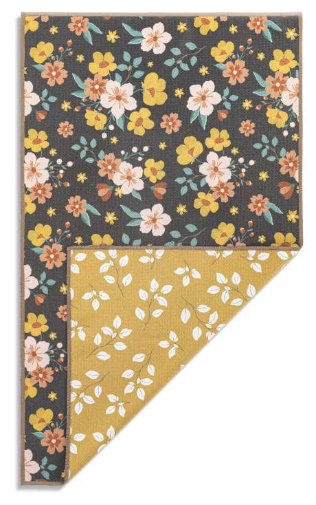 Mustard Floral Absorbent 2 Sided Towel