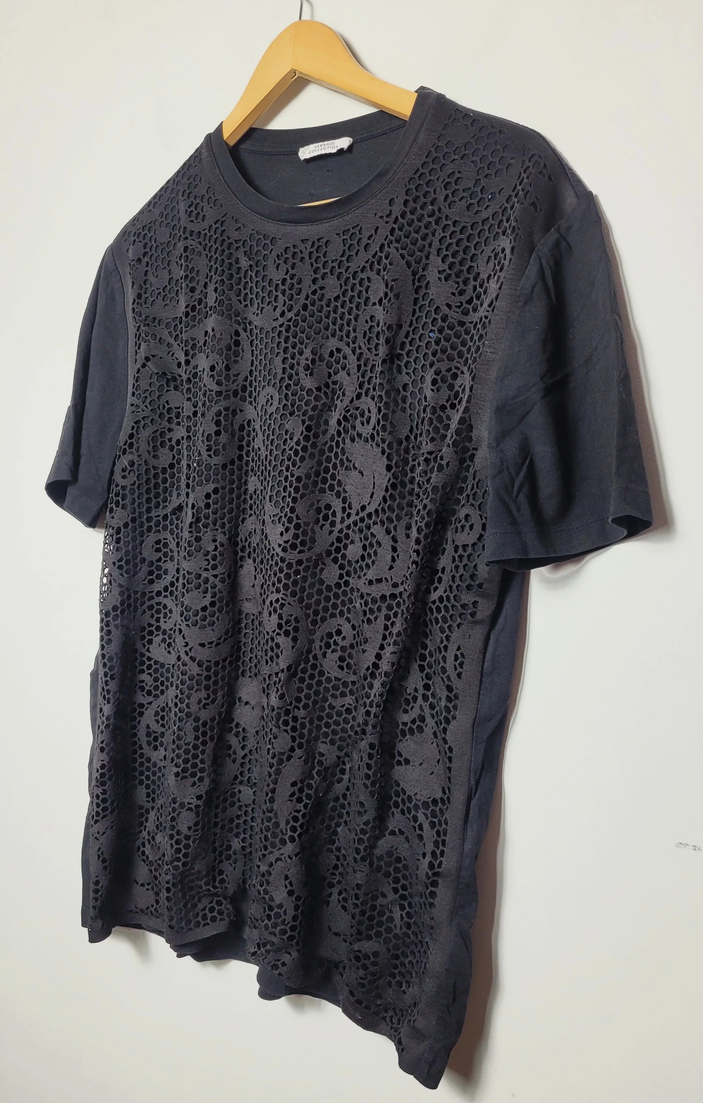 Versace Short Sleeve T Shirts Versace lace t-shirt Black