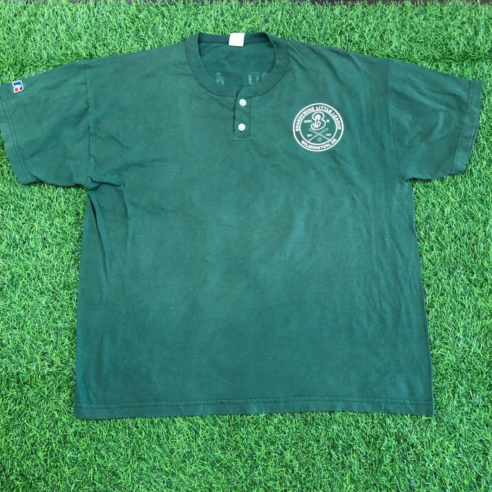 Russell Athletic Short Sleeve T Shirts Russell Athletic Green Brandywine Little League Graphic Number Tee