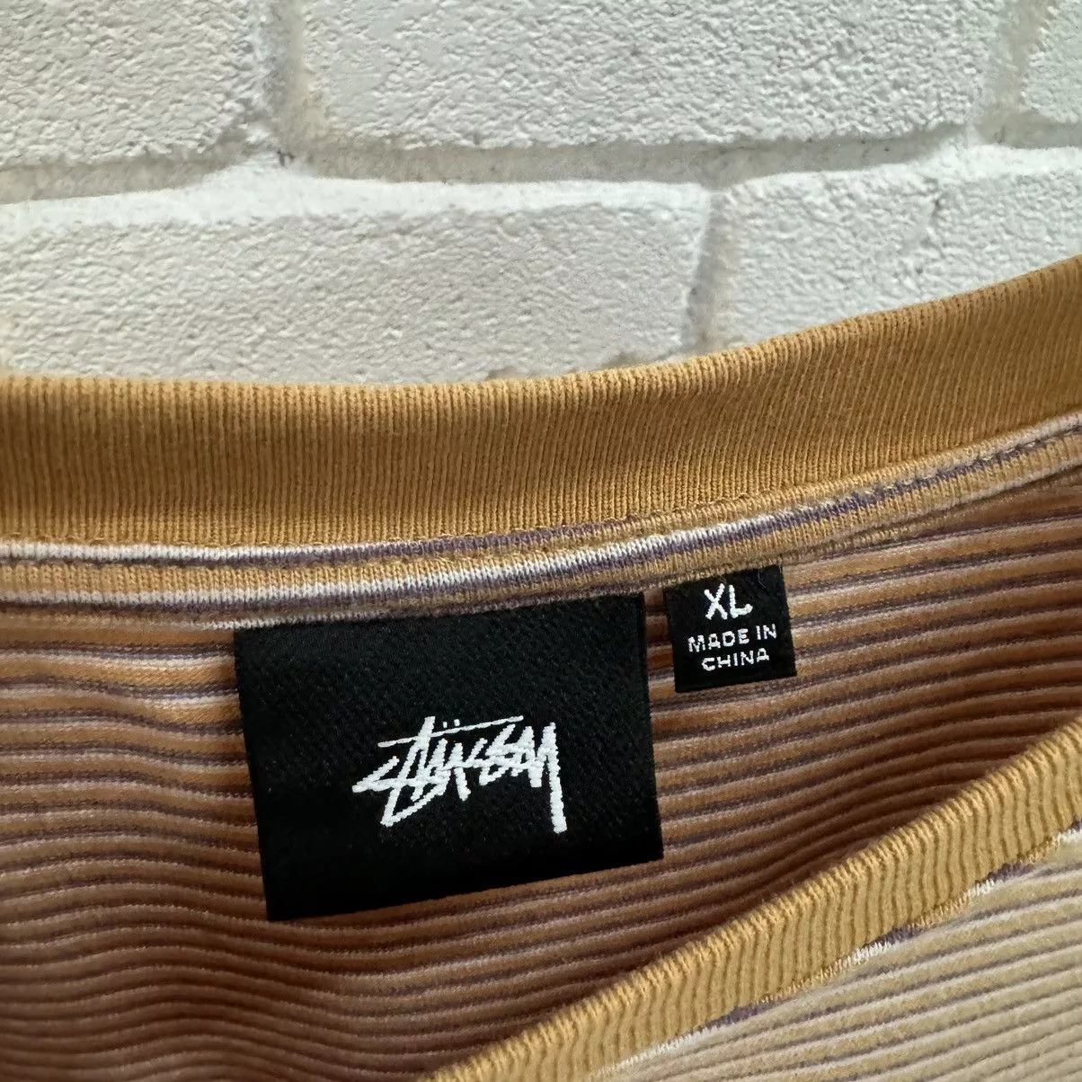 Stussy Short Sleeve T Shirts Stussy Stripes Tee Brown
