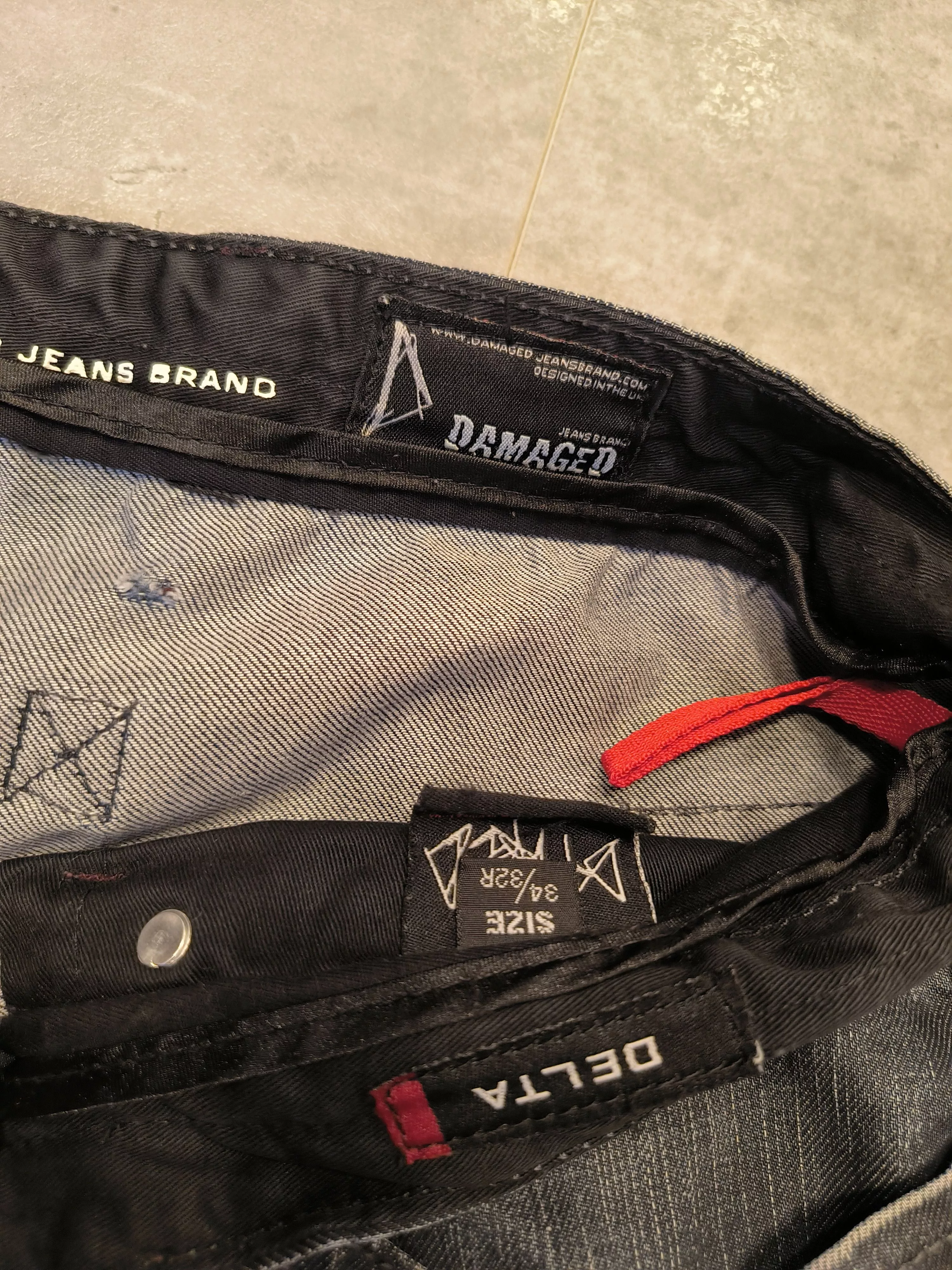 Vintage Denim Baggy Pants Damaged Blue