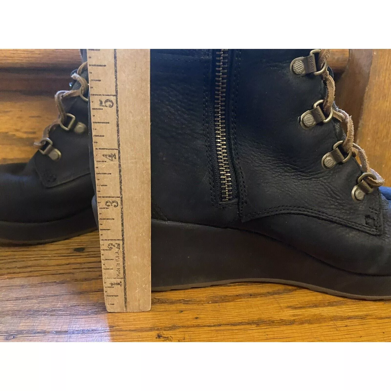 Sperry Boots Sperry Top Sider Boots Womens 9.5 M Luca Peak Wedge Leather Black