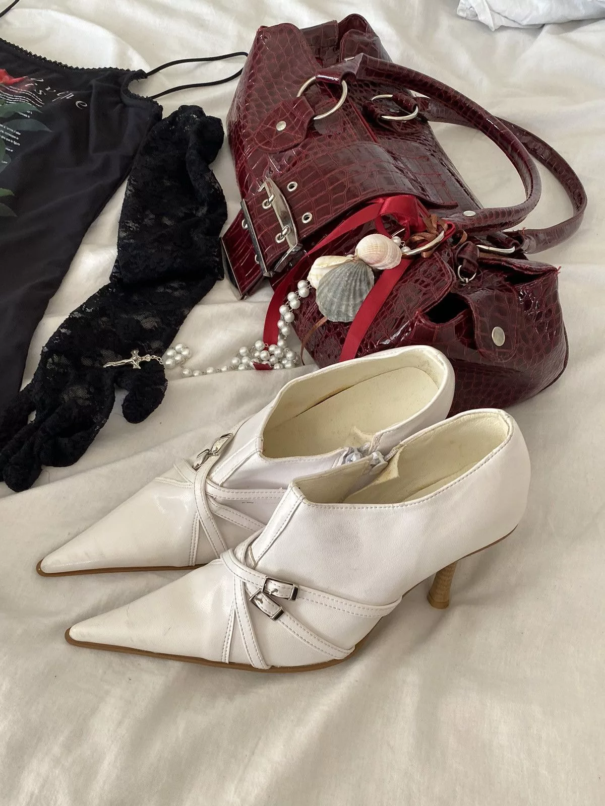 Vintage Platforms Vintage white pointy toe boots
