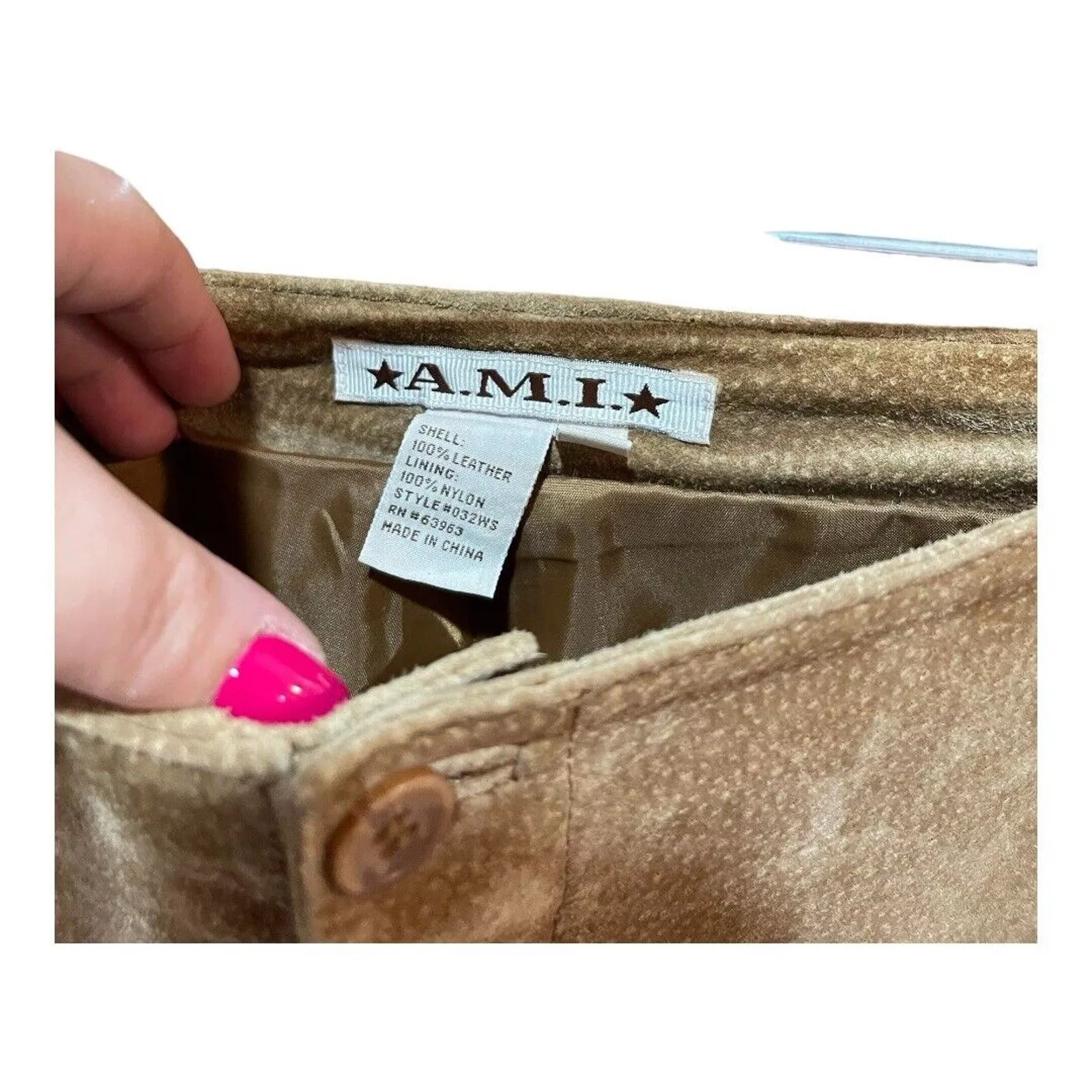 AMI Pants AMI A.M.I. Suede leather Pants Brown