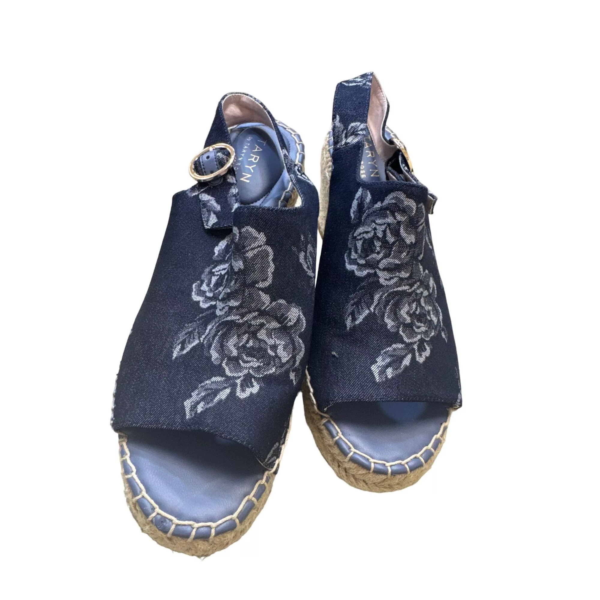 Designer Heels Designer Taryn Rose Winda women’s blue denim floral wedge size 10B S