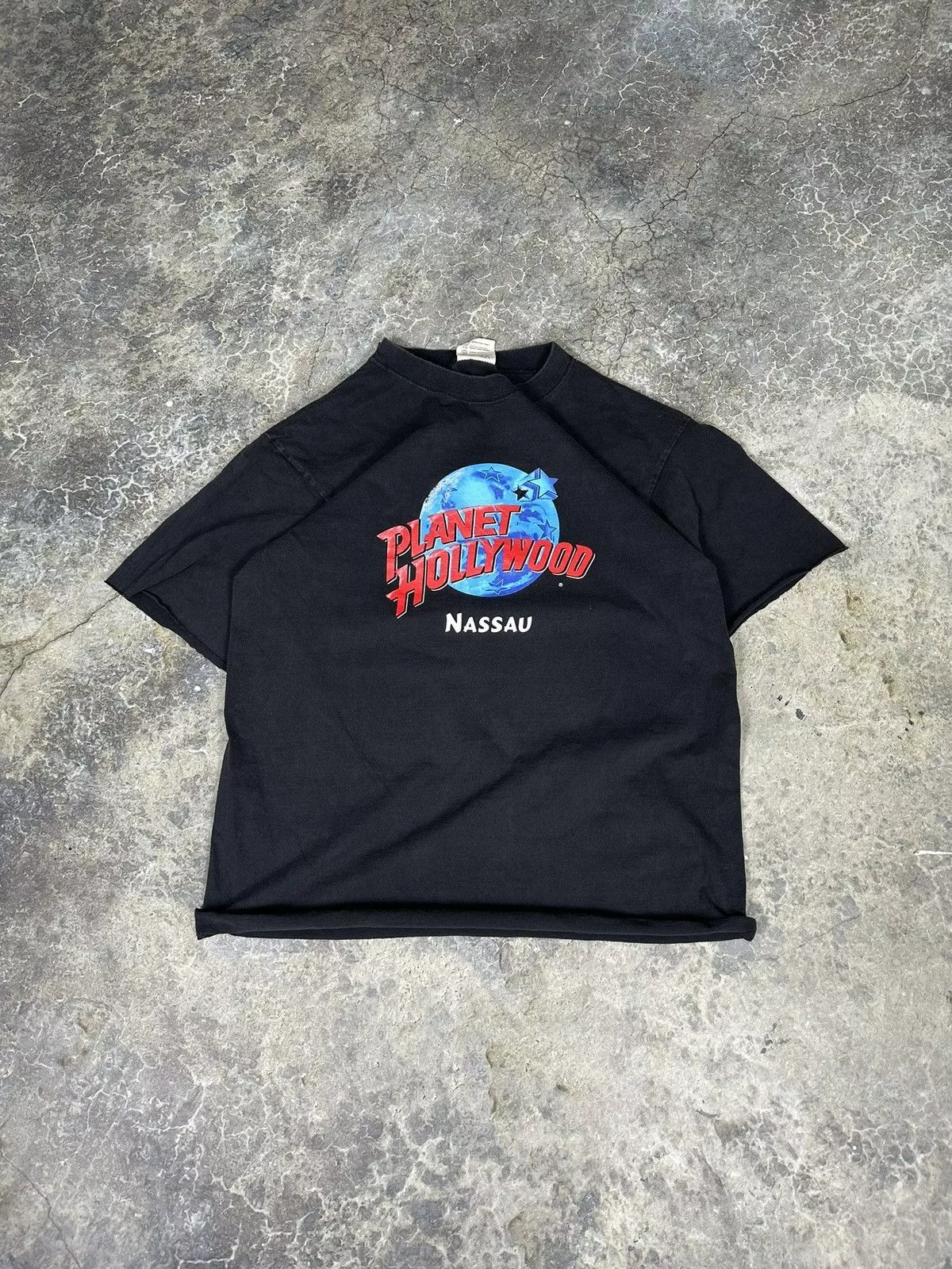 Planet Hollywood Short Sleeve T Shirts Planet Hollywood × Vintage Vintage Cropped Planet Hollywood Tee Black