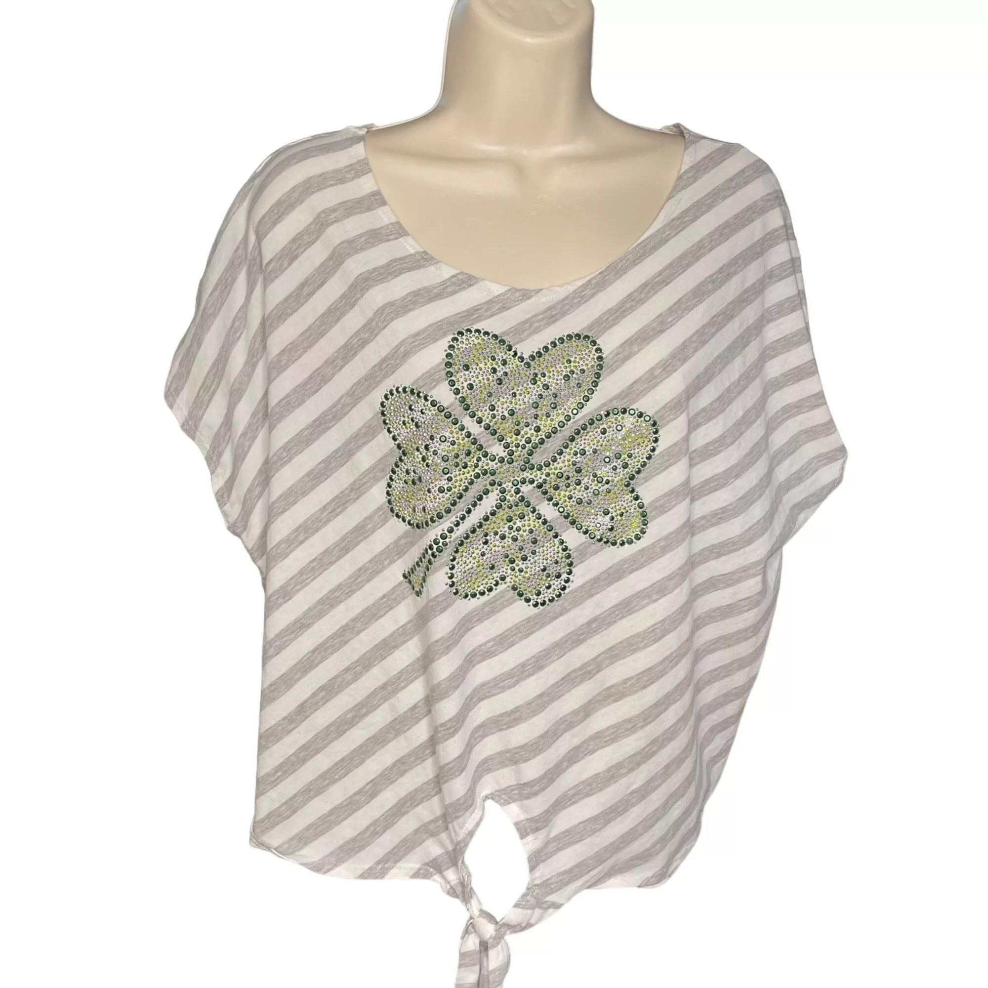 Other Blouses Other J Mode USA Womens Crop Top Irish Shamrock Blouse Plus Size 3 White