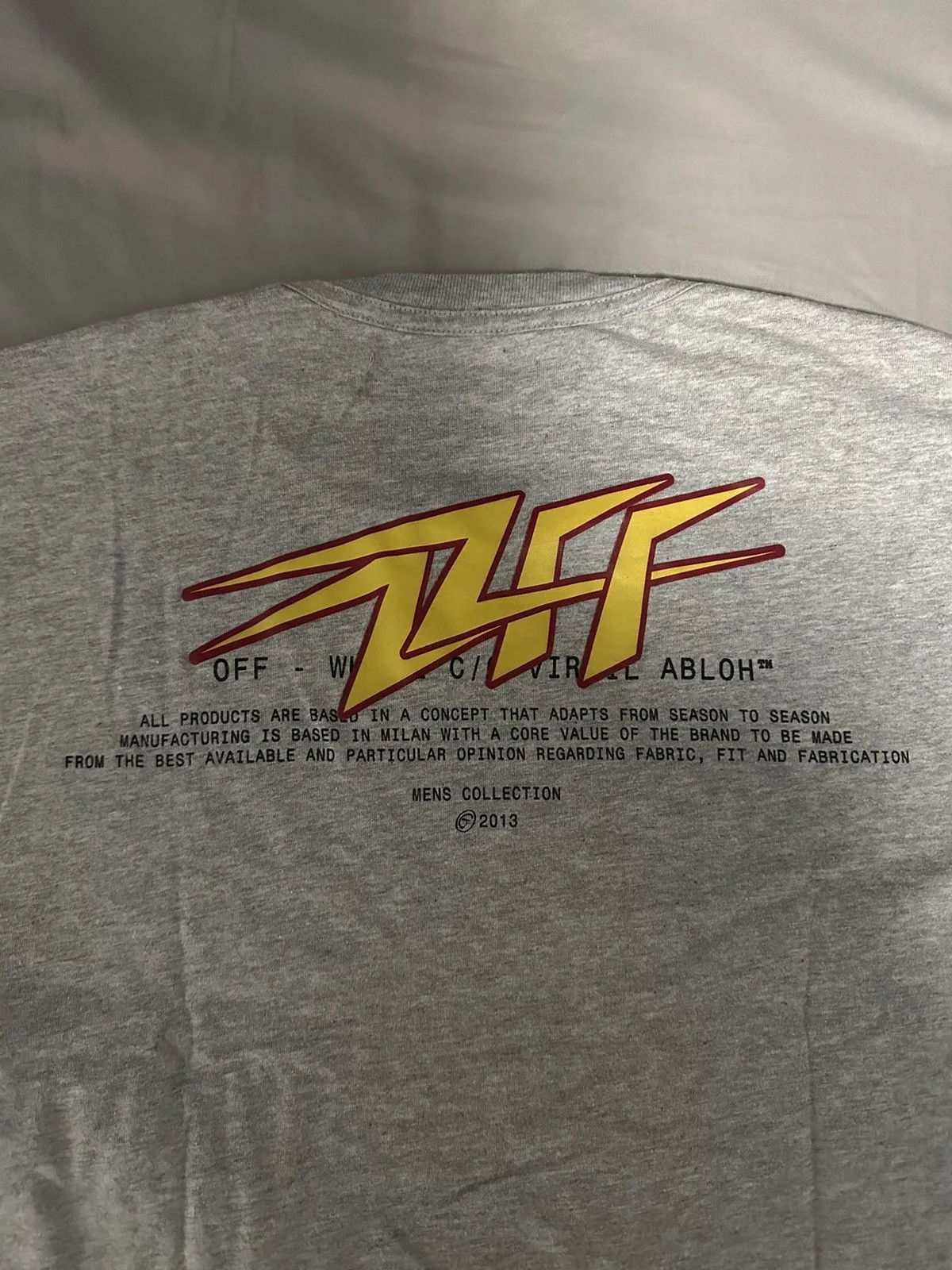 Off-White Short Sleeve T Shirts Off-White × Virgil Abloh Off white Grey Thunder Pivot Tee Gray