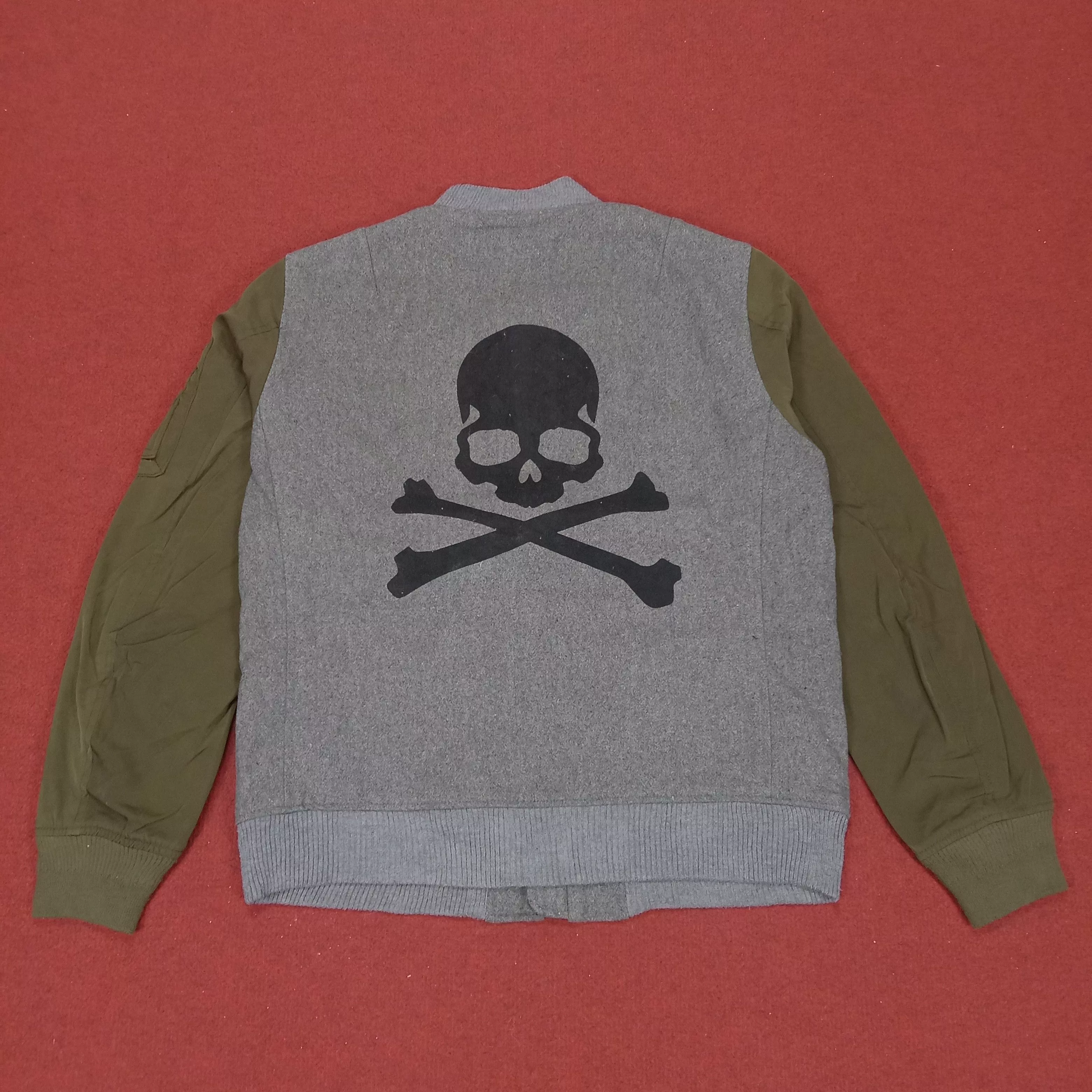HARE Bombers Hare Streetwear Style Custom Skulls Design Bomber Jacket Gray