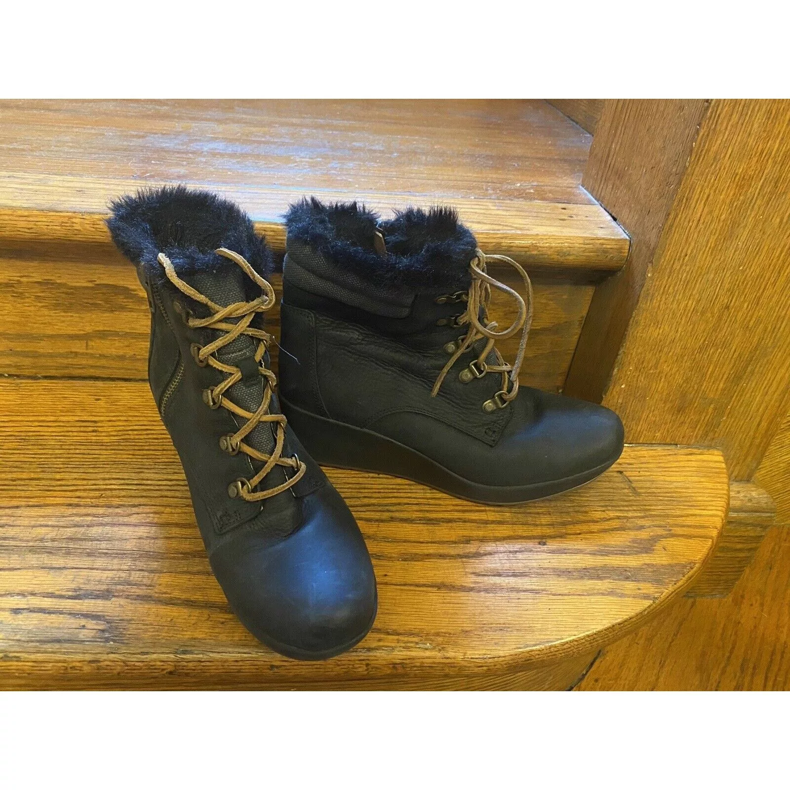 Sperry Boots Sperry Top Sider Boots Womens 9.5 M Luca Peak Wedge Leather Black