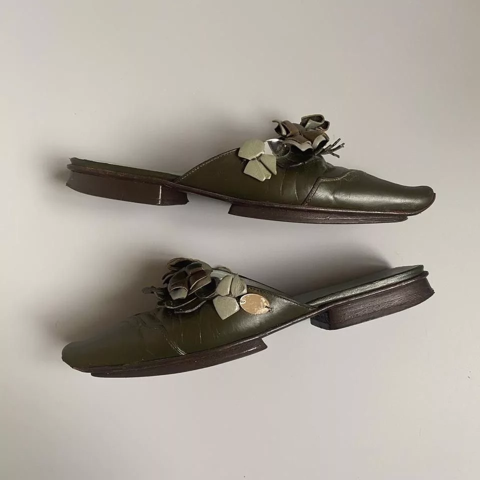 Prada Flats Prada × Vintage prada spring/summer 1999 sabots Green