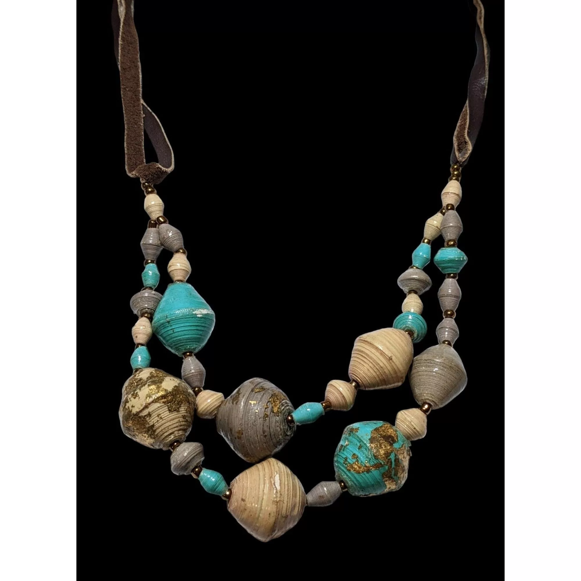 Other Necklaces Other Bohemian Beaded Gold Flake Necklace Multi