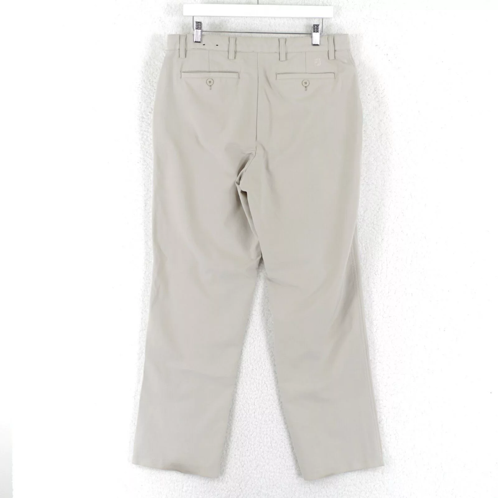Footjoy Casual Pants Footjoy Gray Cream GOlf Mid Rise Flat Front Polyester Spande