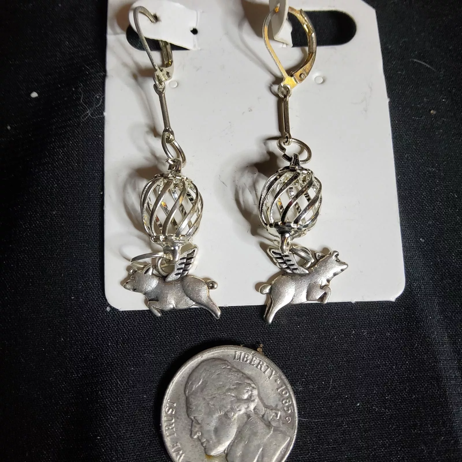Designer Earrings Designer V Z Force Pigs Earrings Silver