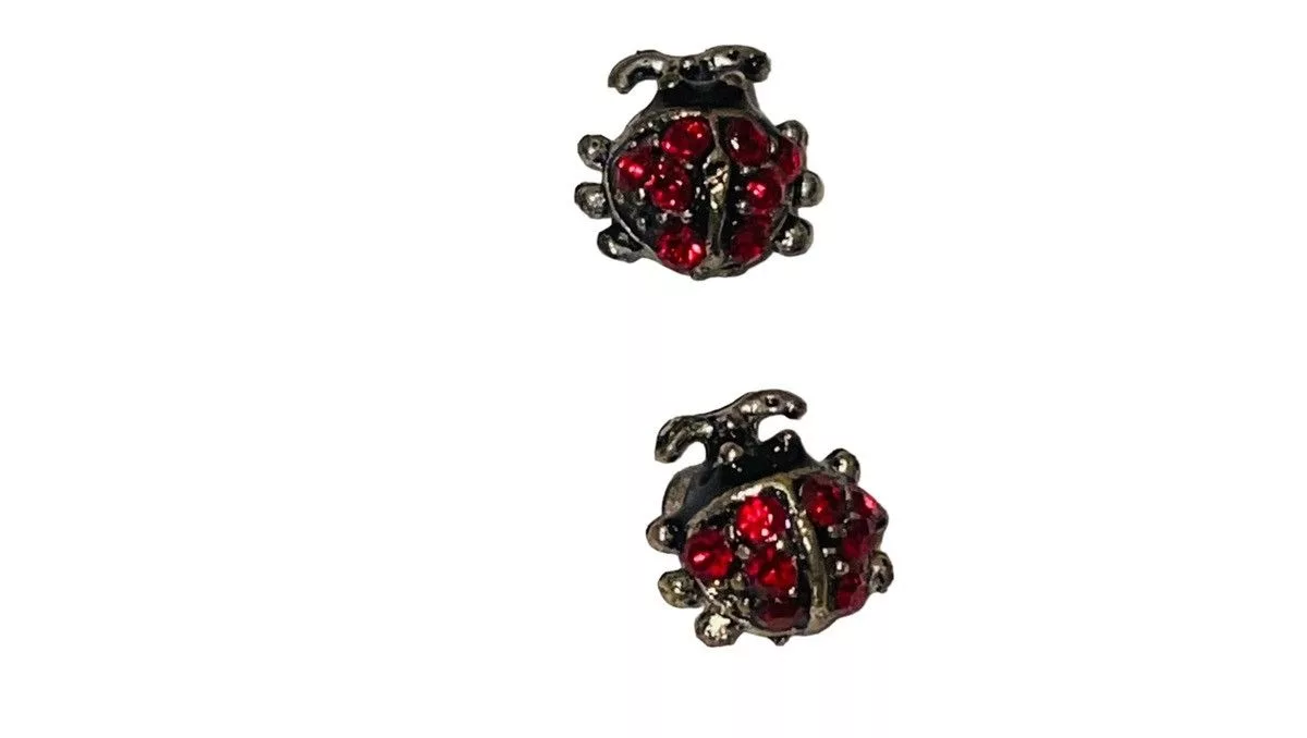 Swarovski Earrings Swarovski Crystal Mini Ladybug Earrings Red
