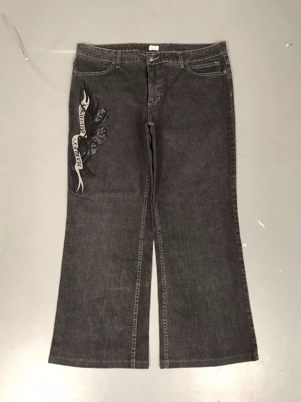Harley Davidson Denim Harley Davidson × Vintage Vintage Harley Davidson embroidered denim Black Streetwear