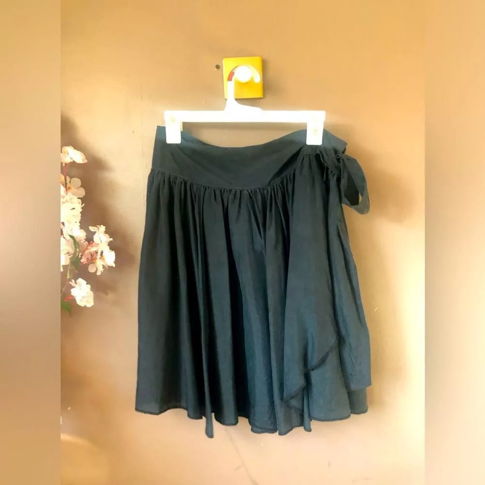Designer Midi Skirts Designer Silk wrap puff skirt bottom Black