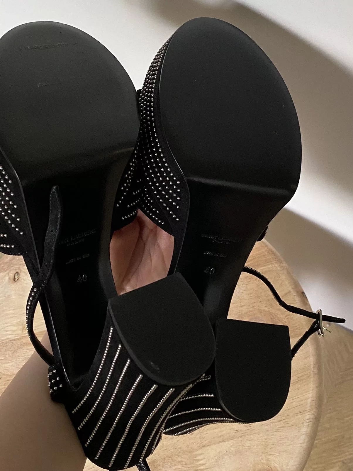 Saint Laurent Paris Platforms Saint Laurent Paris Saint Laurent Suede Studded Candy 80 Platform Sandals Black Luxury