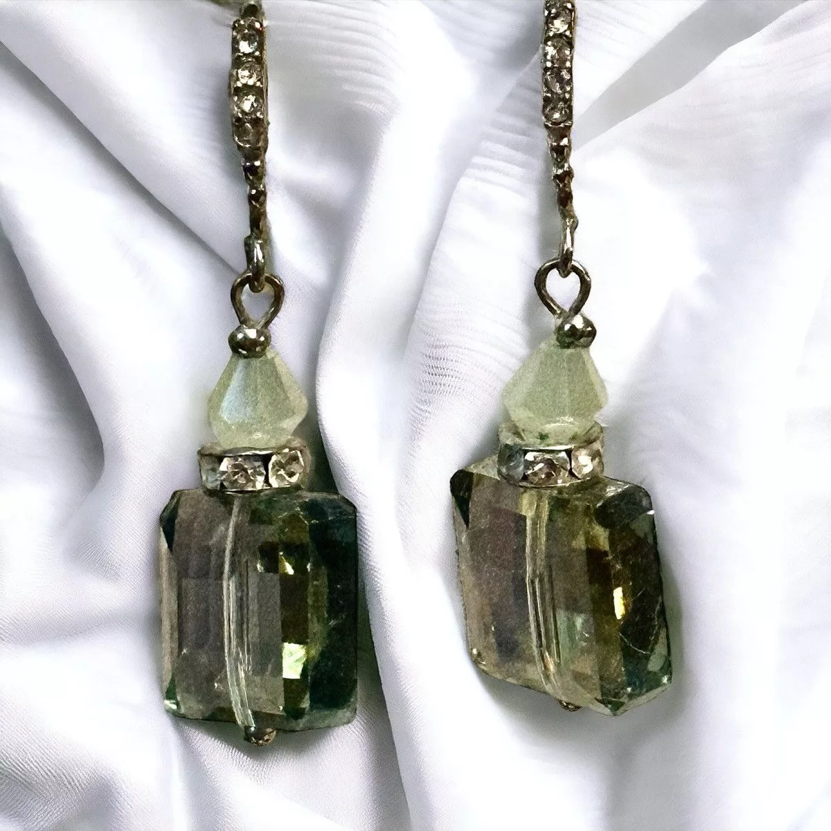 Other Earrings Other Green AB crystal cube dangle earrings