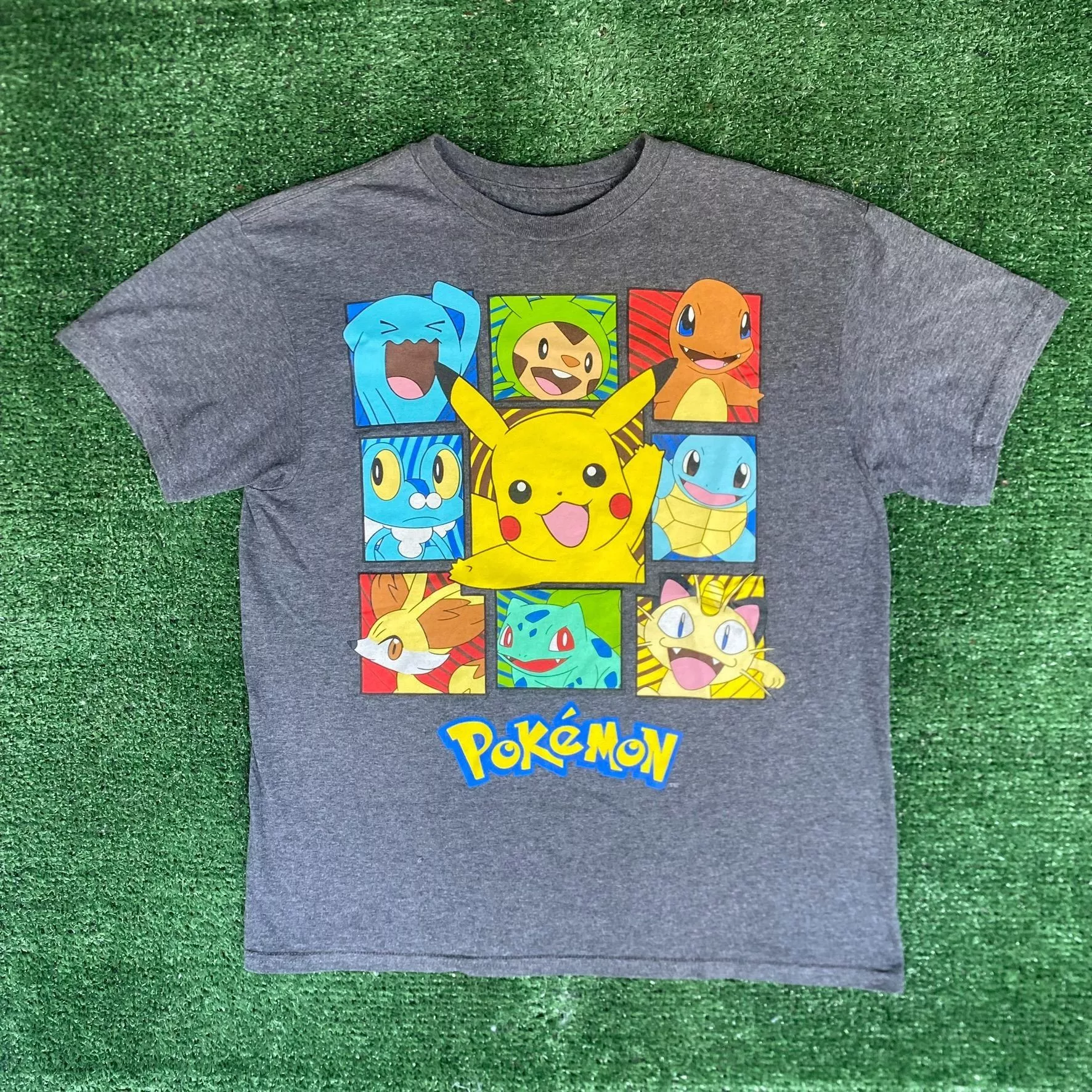 Nintendo Short Sleeve T Shirts Nintendo Vintage Y2K Pokemon Pikachu Shirt Japan Anime Cute Baby Tee Gray