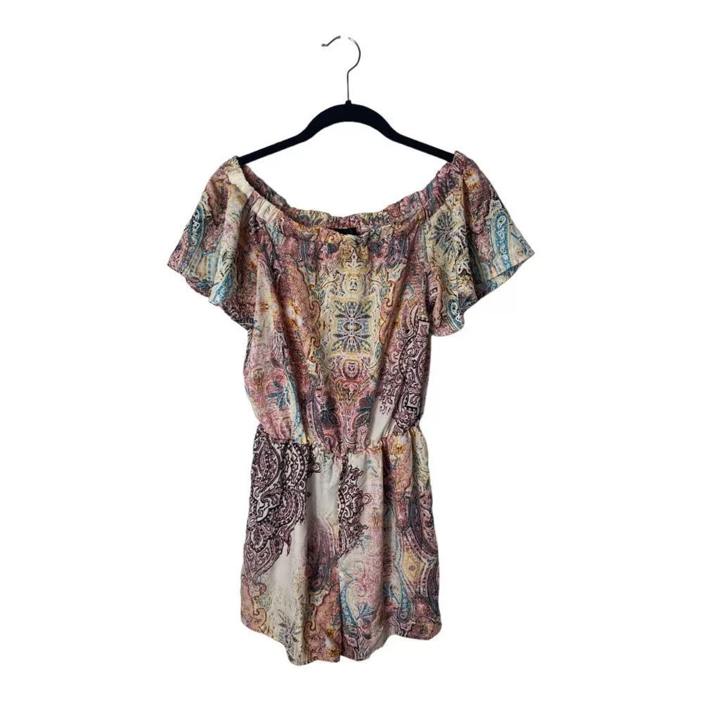 Other Jumpsuits Other Off the Shoulder printed abstract romper White