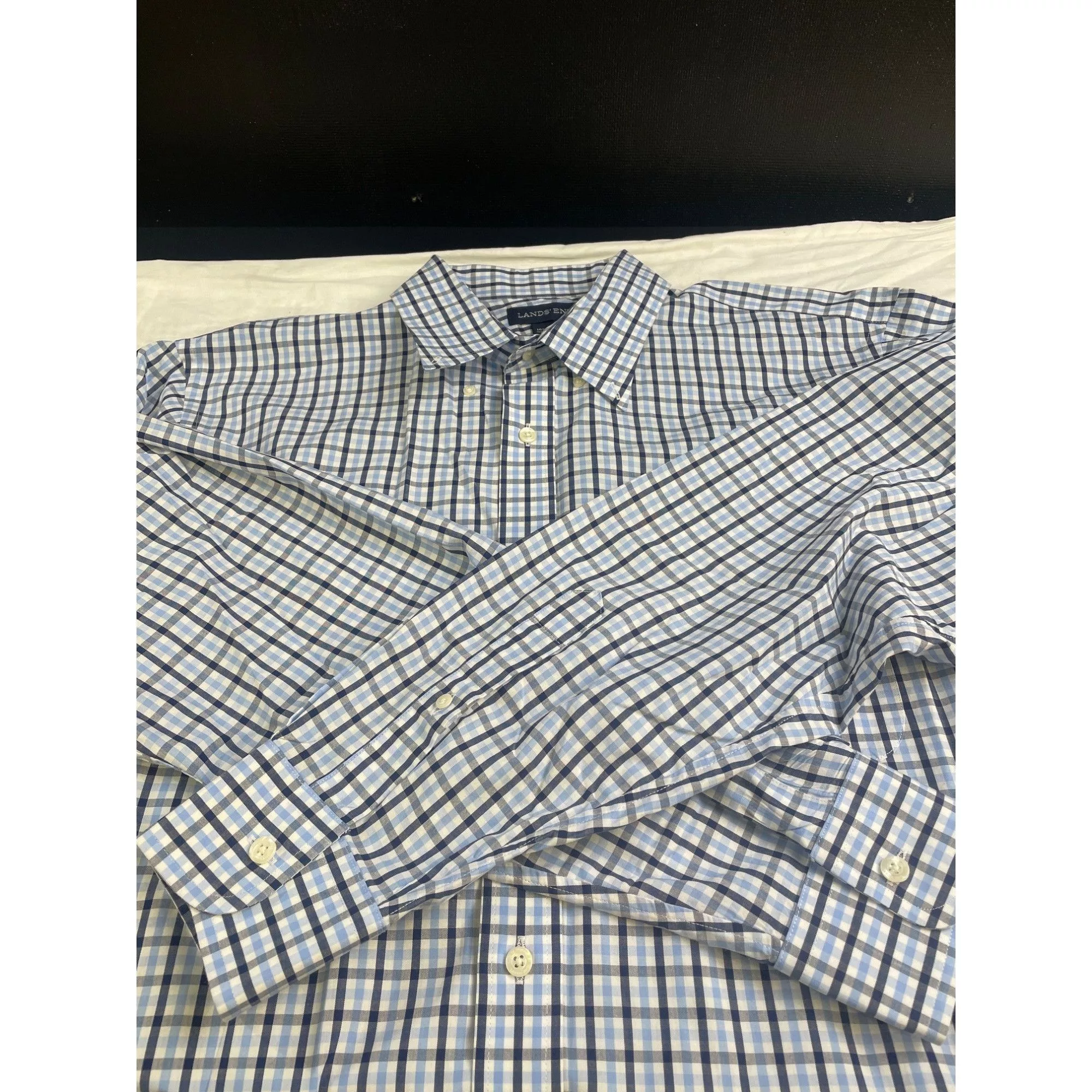 Lands' End Shirts Button Ups Lands' End Lands'end Men's Blue Checkered Button up Dress Shirt long Sl