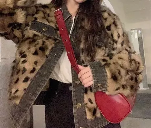 Hypebeast Jackets Hypebeast × Japanese Brand Jack Retro patchwork leopard print turf design jacket Brown Vintage