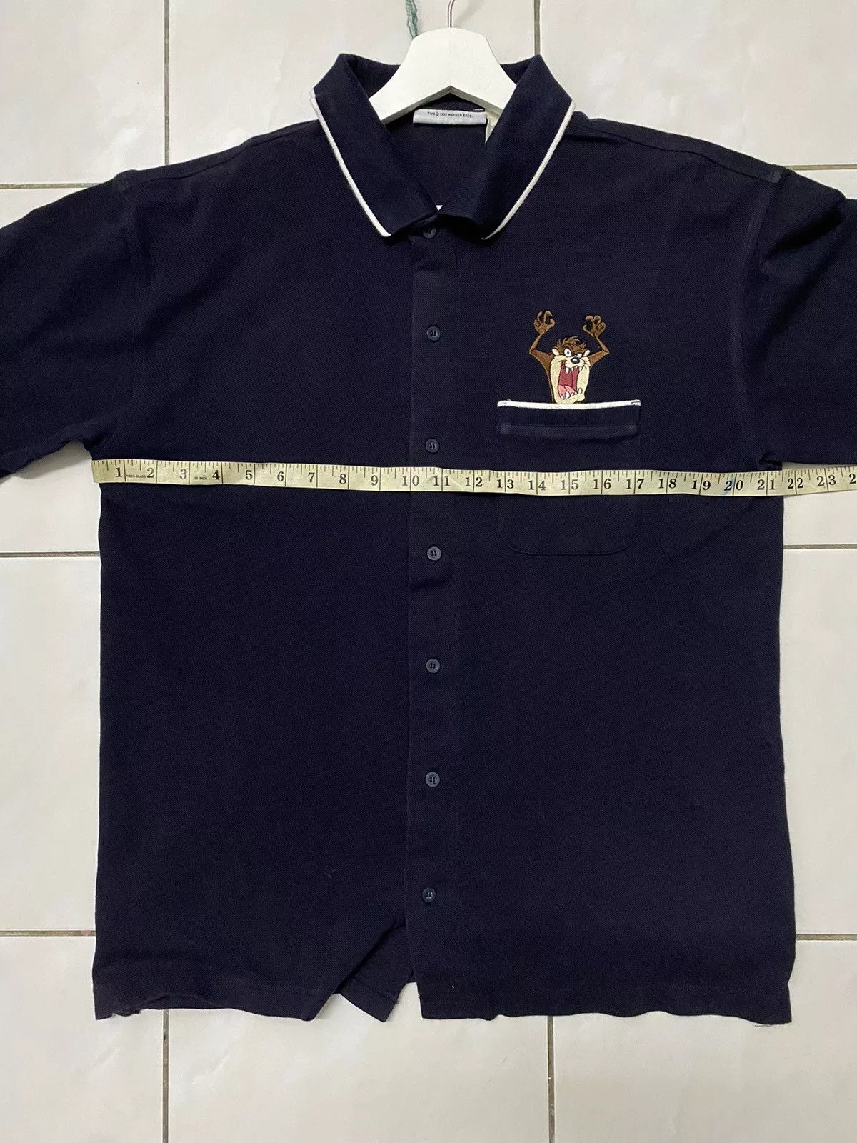Cartoon Network Shirts Button Ups Cartoon Network × Warner Bros Tasmanian Devil Warner Bros Shirt 1998 Blue