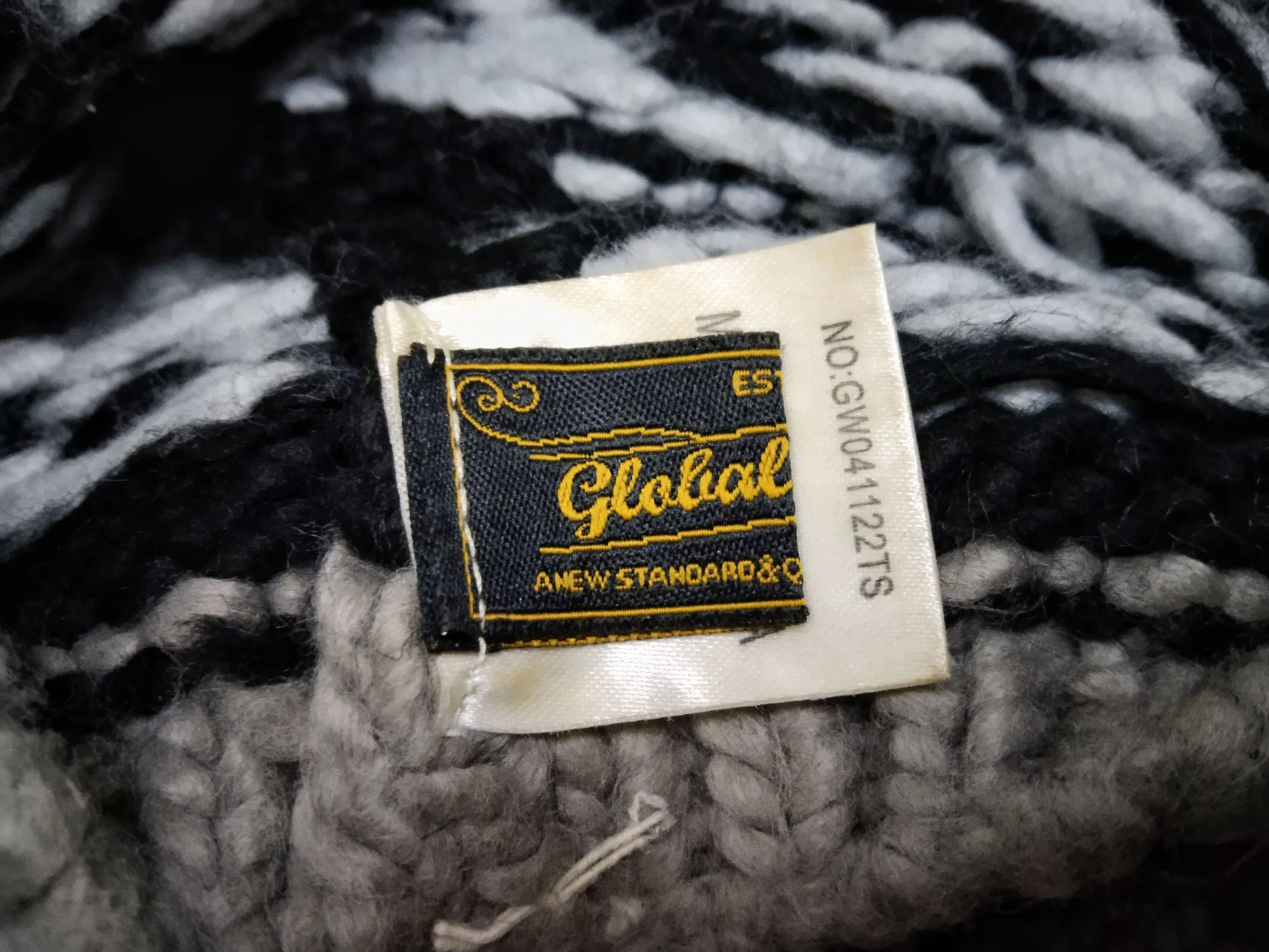 Global Work Hats Global Work × Japanese Brand RARE GLOBAL WORK KNITTED BEANIE HAT Gray Streetwear