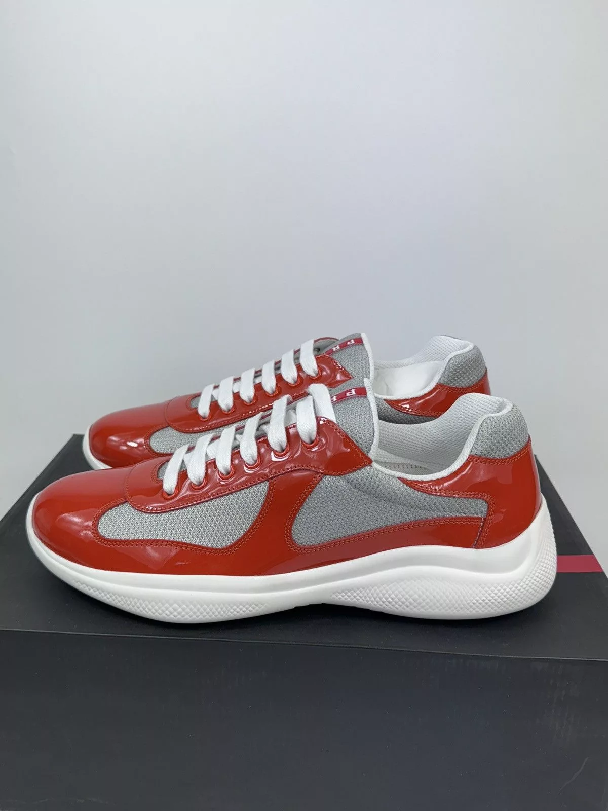 Prada Low Top Sneakers Prada PATENT FINISH SNEAKERS Orange