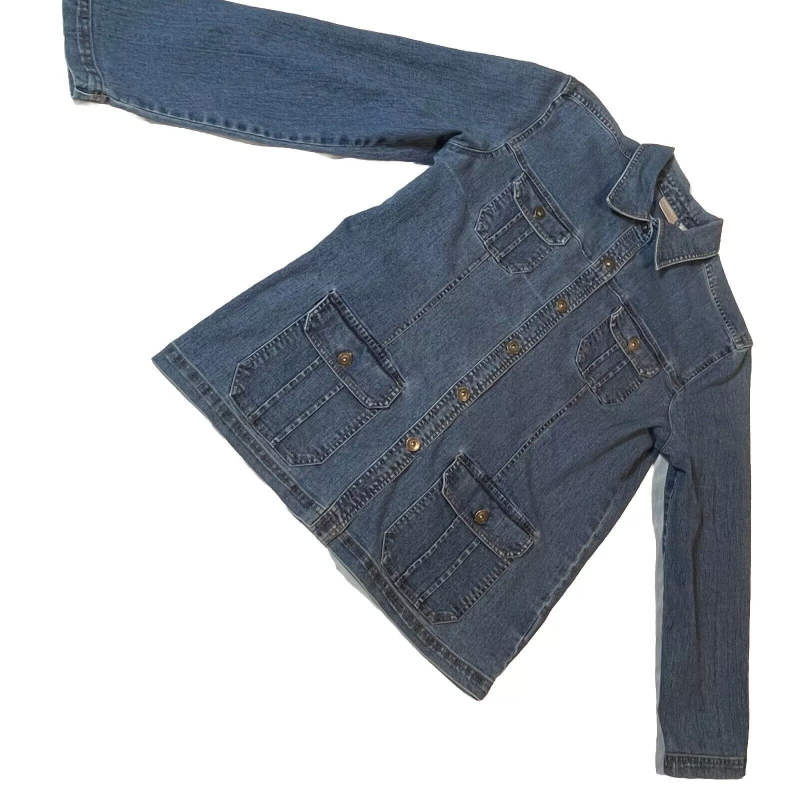 Vintage Button Ups Vintage Erika Stretch Blue Cotton Denim Women’s Jeans Jacket Small