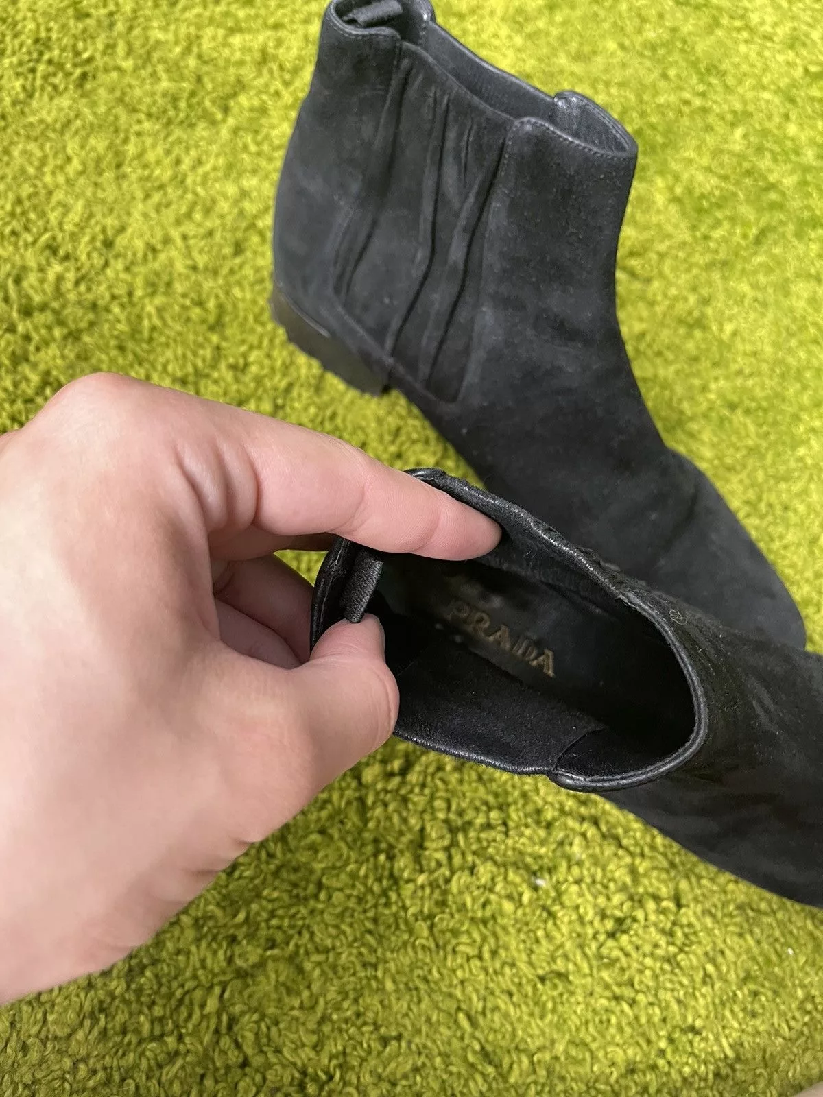 Designer Boots Designer × Prada Prada real suede leather chelsea boots Black Luxury