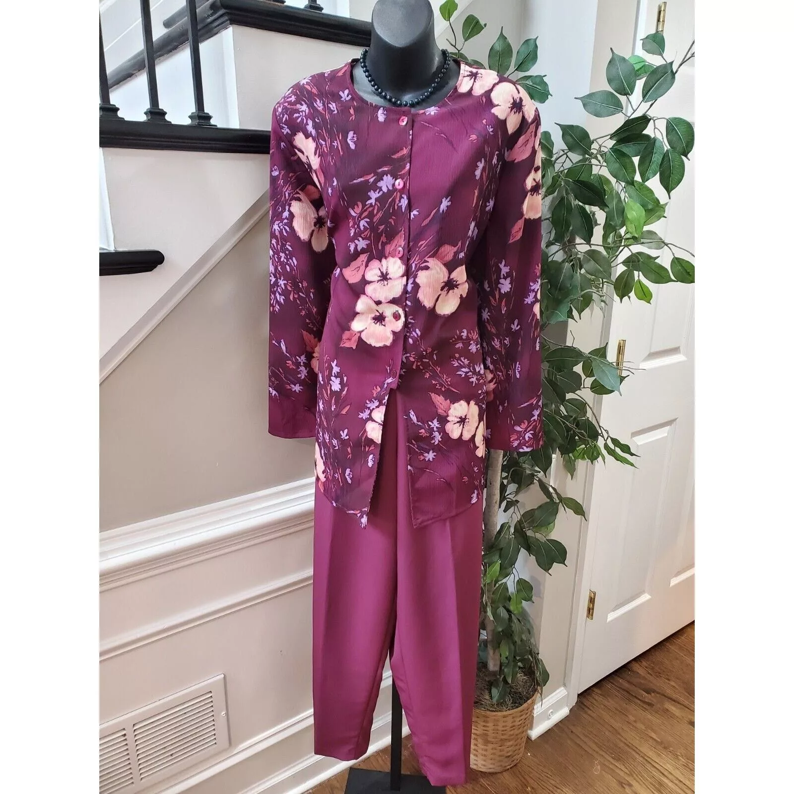 Other Bodysuits Other Maggie Sweet Pants & Button Down Shirt 2 Piece Set Size L Purple