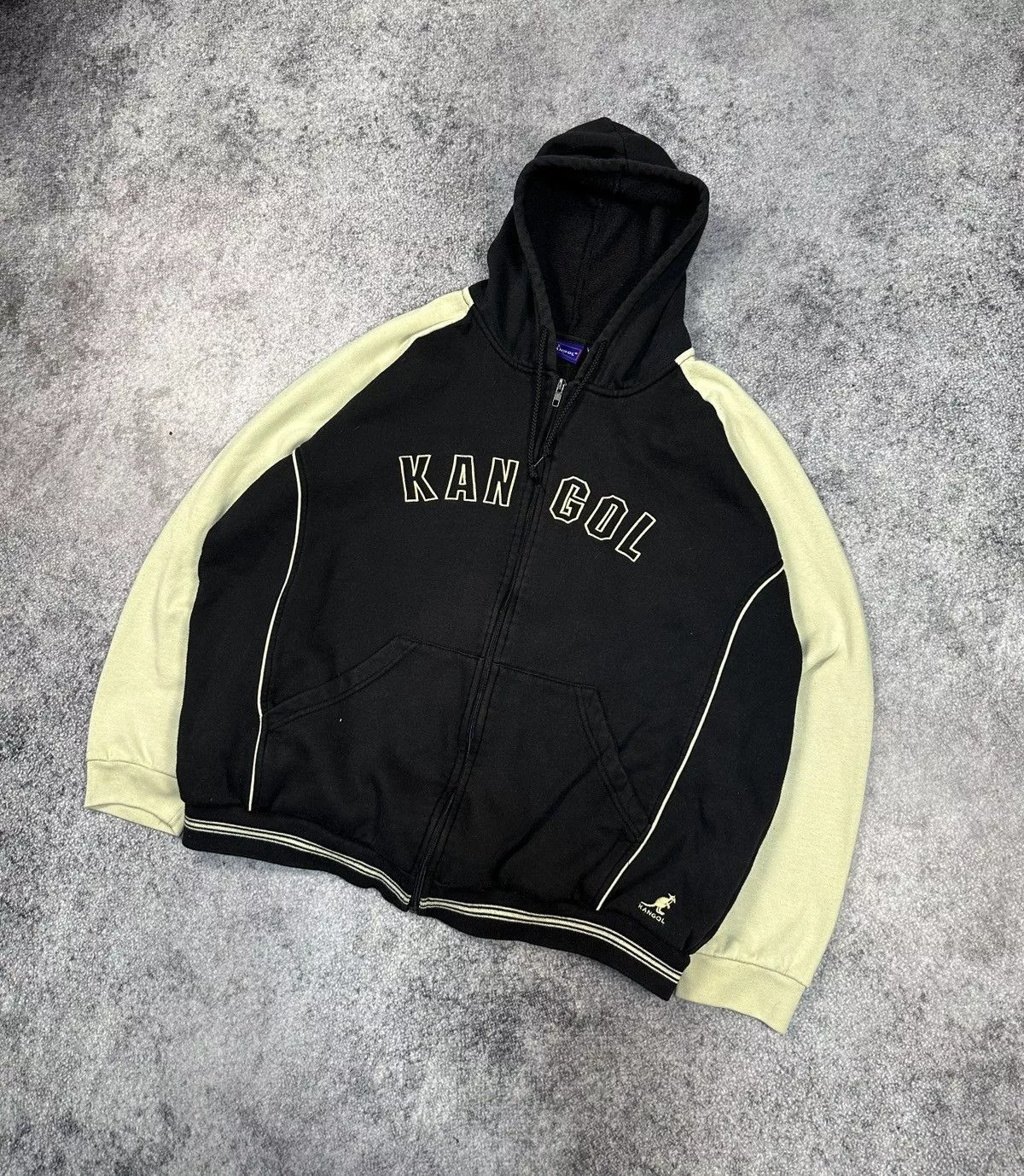 Kangol Sweatshirts Hoodies Kangol × Vintage Y2K Vintage Kangol Big Logo Zip Up Hoodie Streetwear Rare XL Black