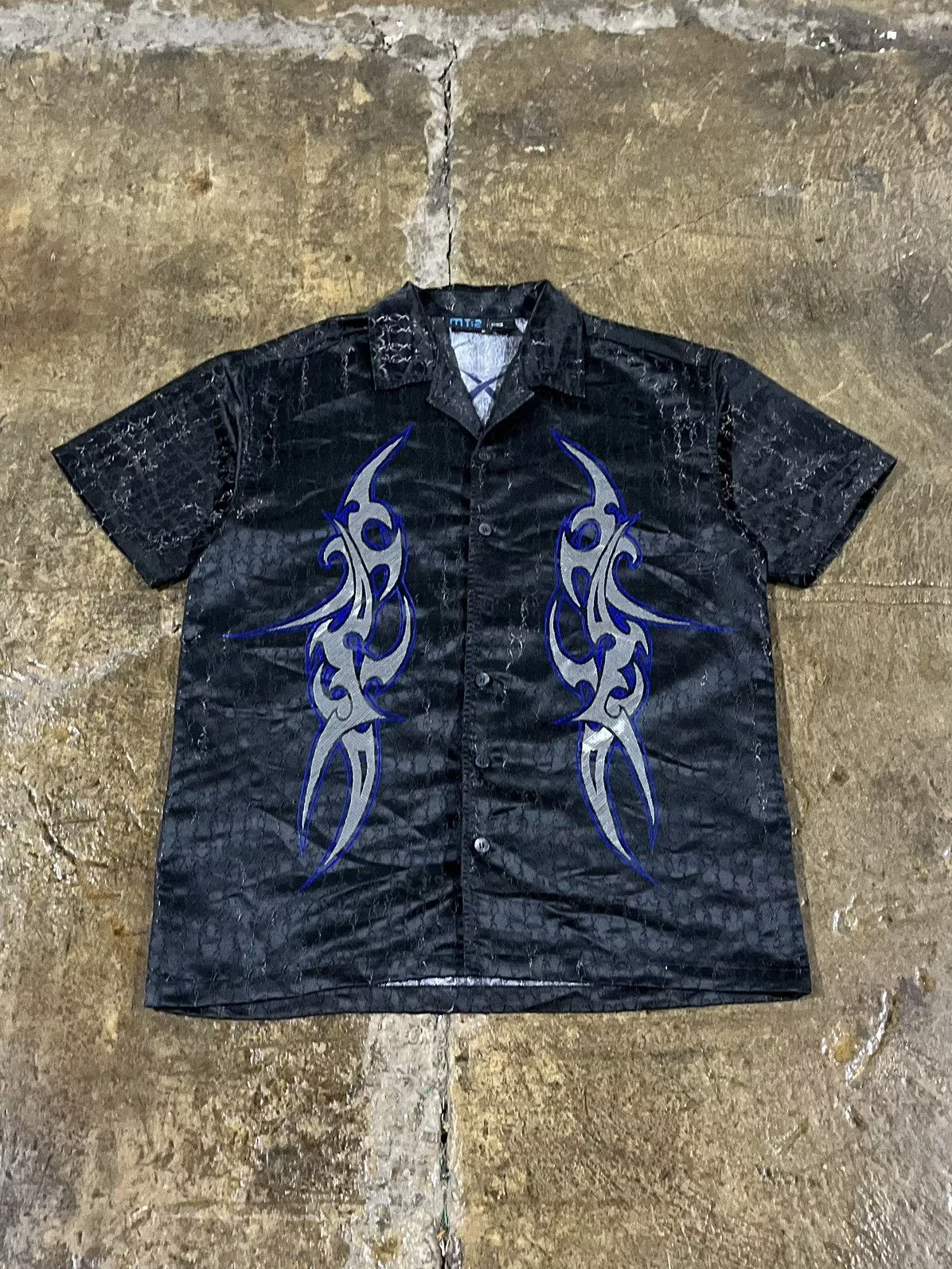 Affliction Shirts Button Ups Affliction × JNCO × Vintage Crazy Vintage Y2K Grunge Tribal Skater JNCO Button Down Tee Black