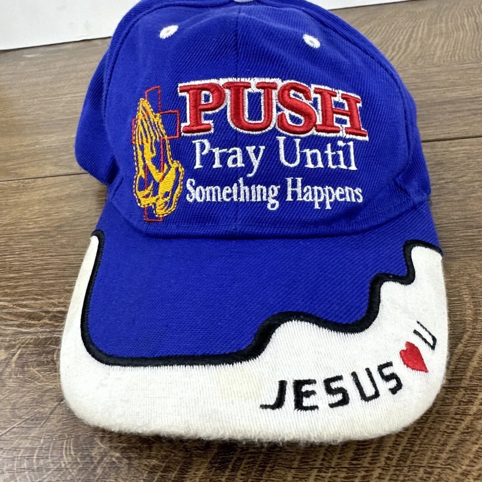 Other Hats Other PUSH Hat Pray Until Something Happens Blue Hat Adjustable Je