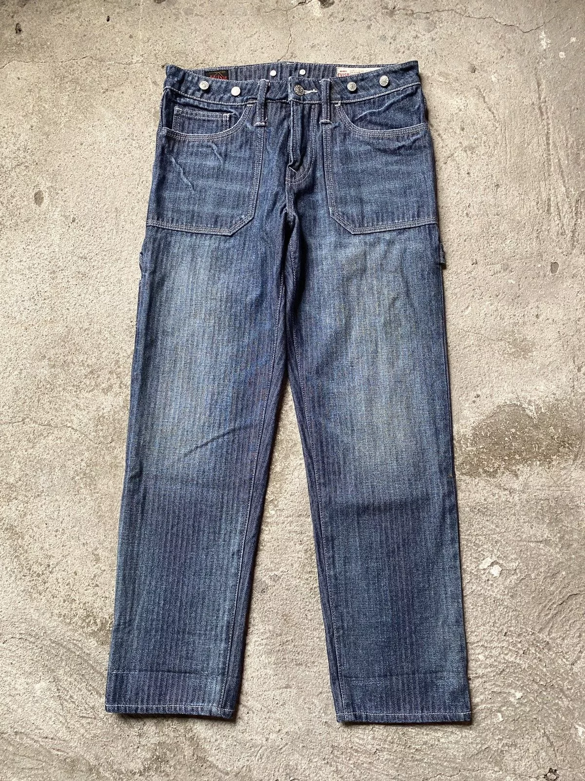 Evisu Jeans Evisu Seagull Big Logo Carpenter Pants Blue
