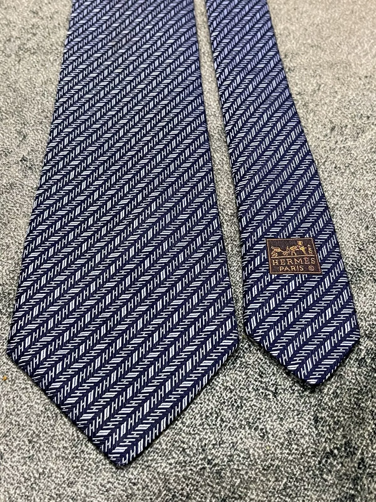 Hermes Ties Pocketsquares Hermes Silk Tie 758757T Blue