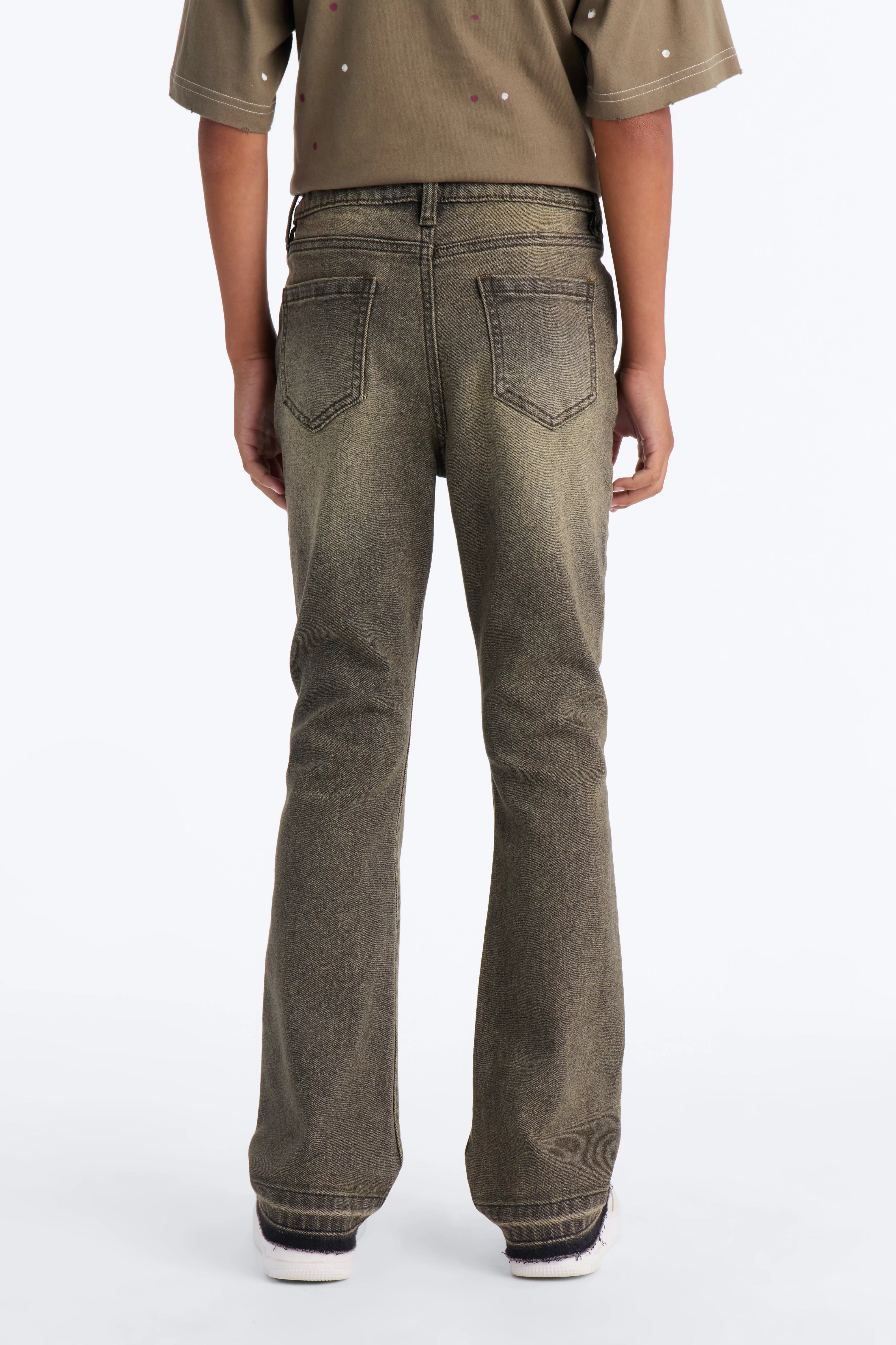 Mini Cornell Stacked Skinny Flare Jeans - Green