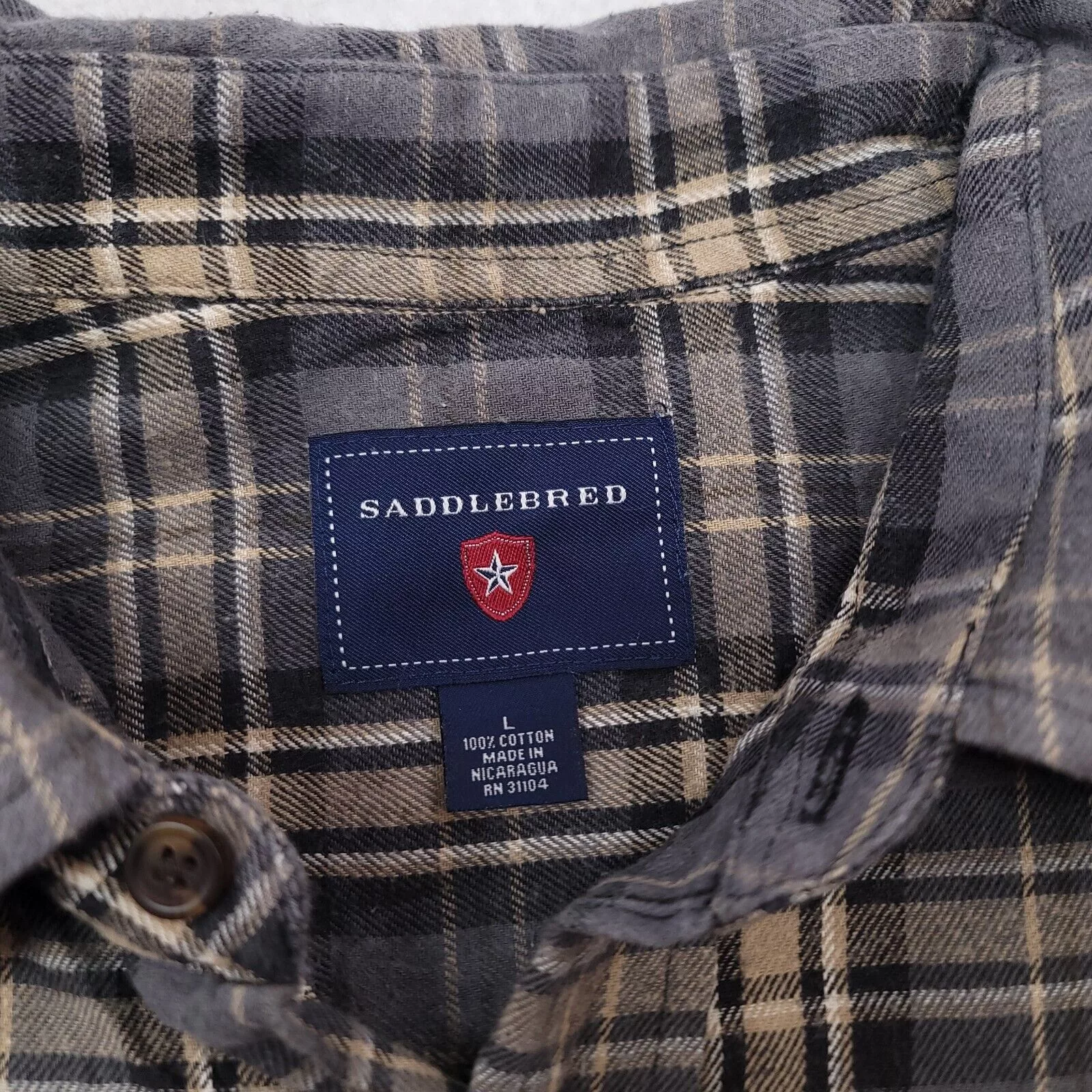 Saddlebred Shirts Button Ups Saddlebred Tartan Flannel Casual Shirt Mens Size Large Gray
