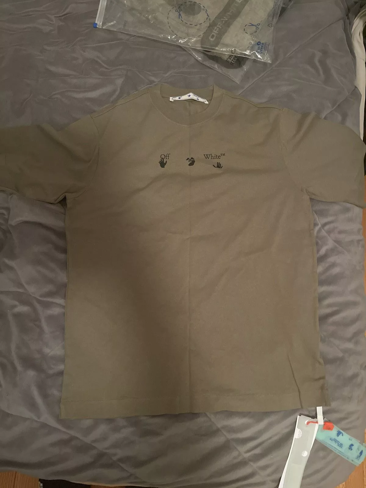 Off-White Short Sleeve T Shirts Negative Mark Green OFF-WHITE Skate Tee