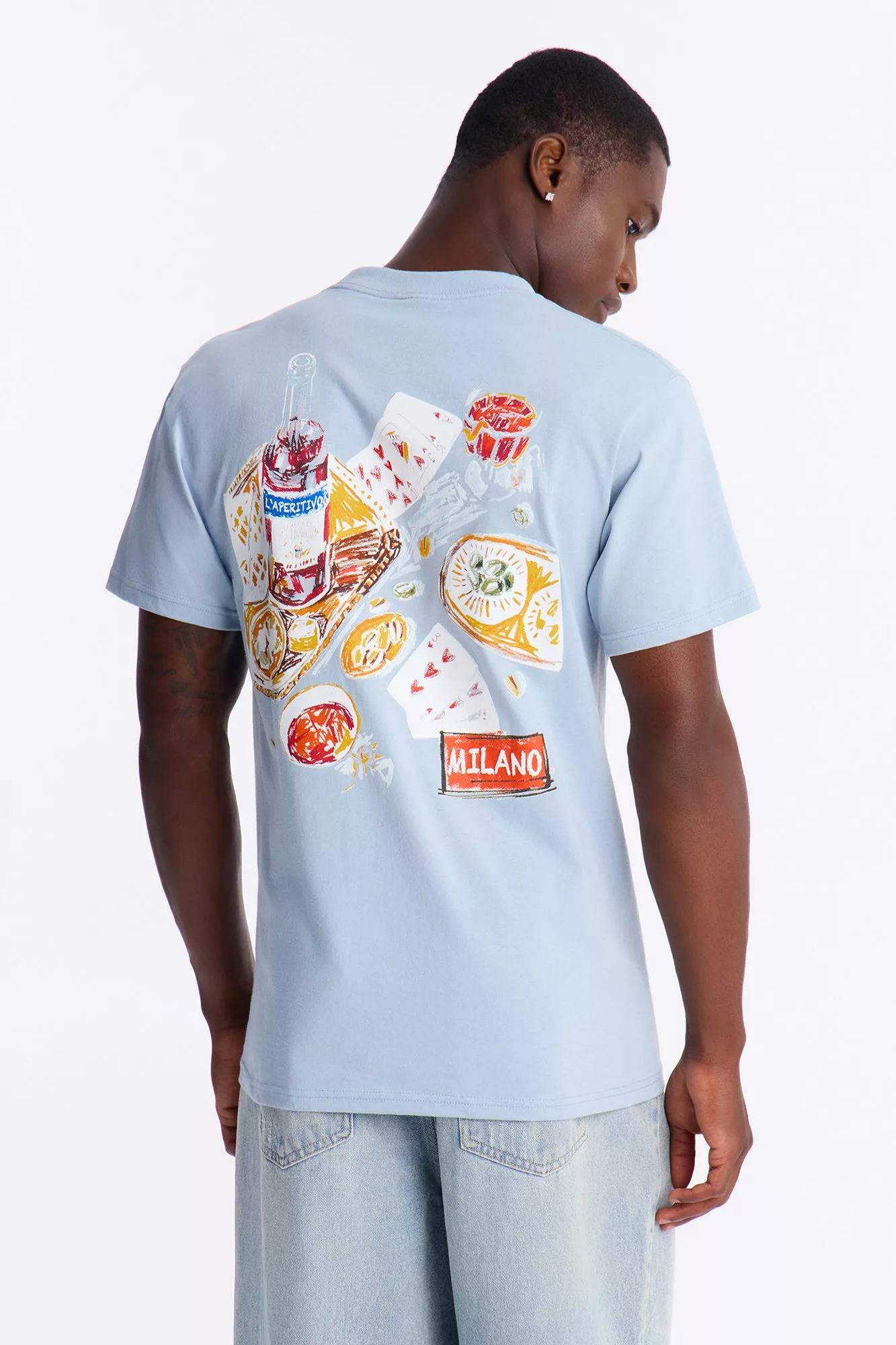 Milano Table Array Oversized Short Sleeve Tee - Light Blue